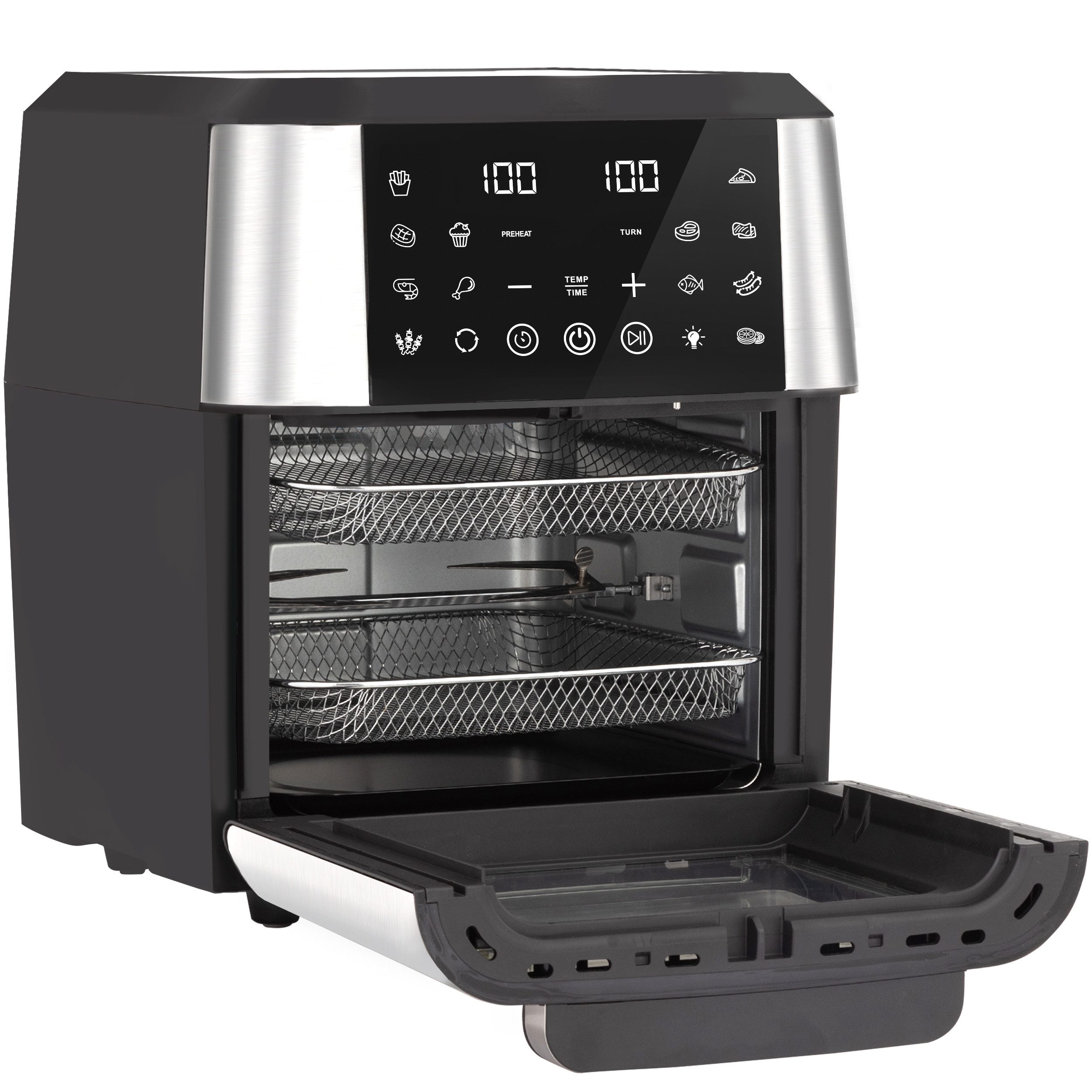 Sinaopus Heißluftfritteuse 12L Air fryer XXL mit 12 Kochprogramme für Familien , 1800 W, Fritteuse und Minibackofen 2-in-1, Airfryer mit Zubehör, ohne Öl