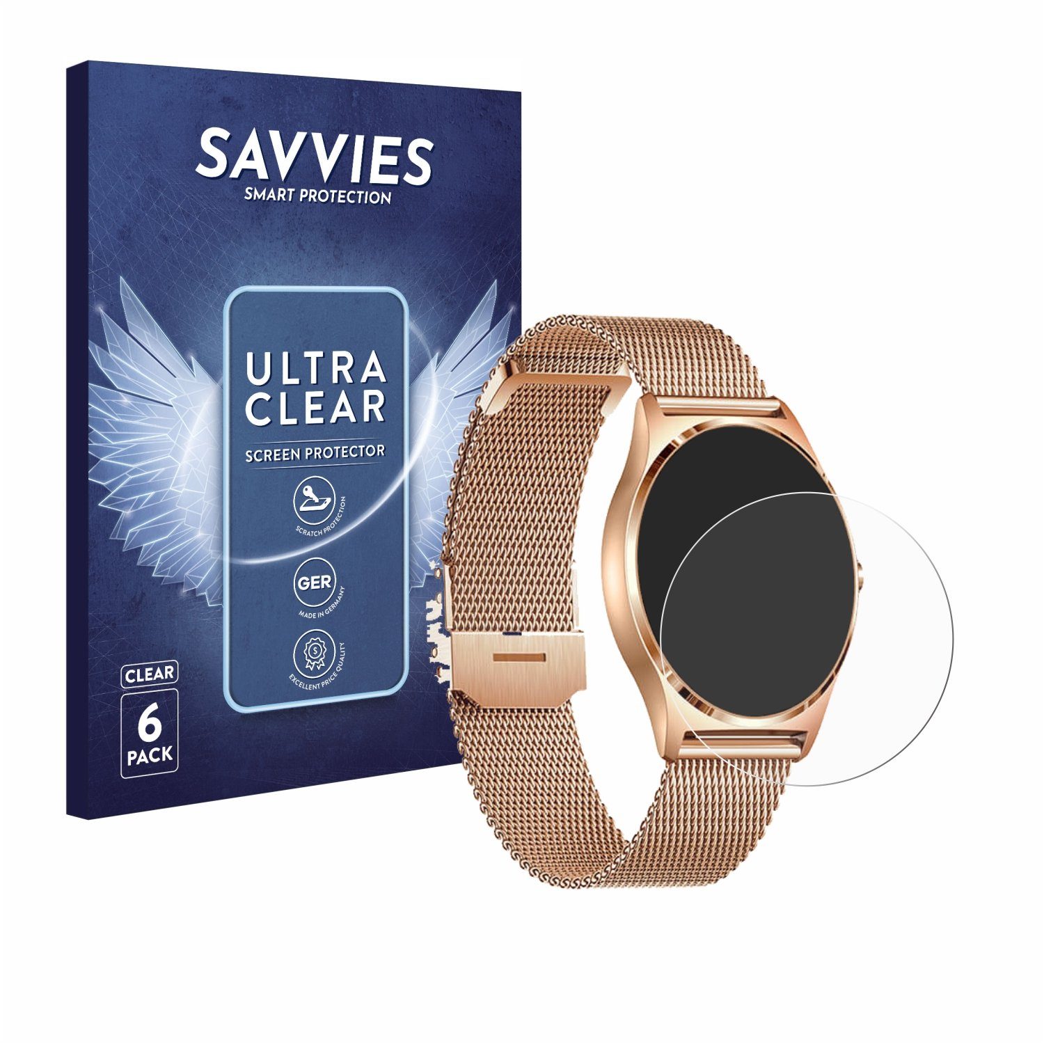 Savvies Displayschutzfolie Schutzfolie für Xcoast X-Watch Joli XC Pro, 6 Stück, Displayschutz Schutz Folie Klar Transparent