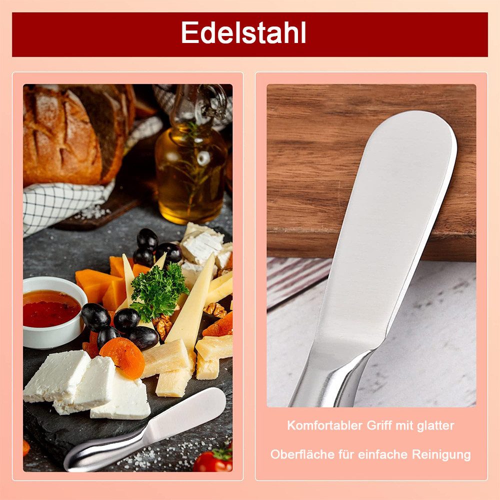 TUWENA Käsemesser 4-teiliges Edelstahl-Set mit Käse- und Buttermesser