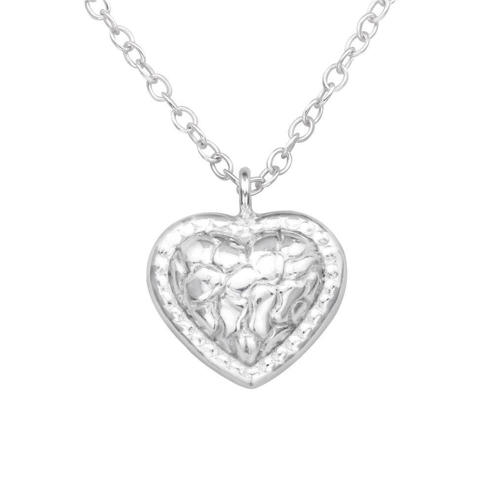 Kristallherz BUNGSA 925 Kette Halskette Damen (1-tlg), Ketten-Set aus Necklace Silber Sterling