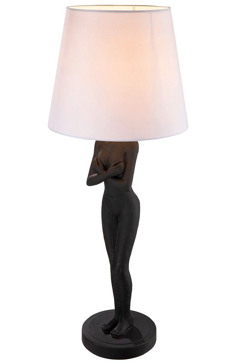 GILDE Dekoobjekt Lampenschirm schwarz aus and White Kunsthar weiß Lampe Black matt Lady