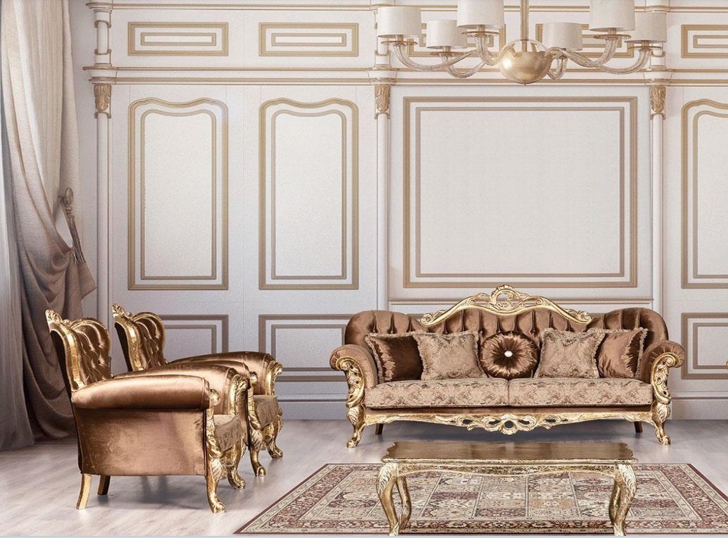 JVmoebel Wohnzimmer-Set, Sofagarnitur 3+1+1 Sitzer Luxus Garnitur Sofa Sofas Sessel Set Barock