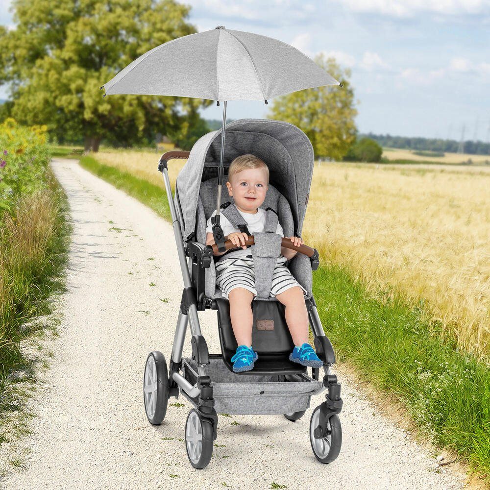 ShineSafe Sonnenschirm Reer Kinderwagenschirm Grau Melange