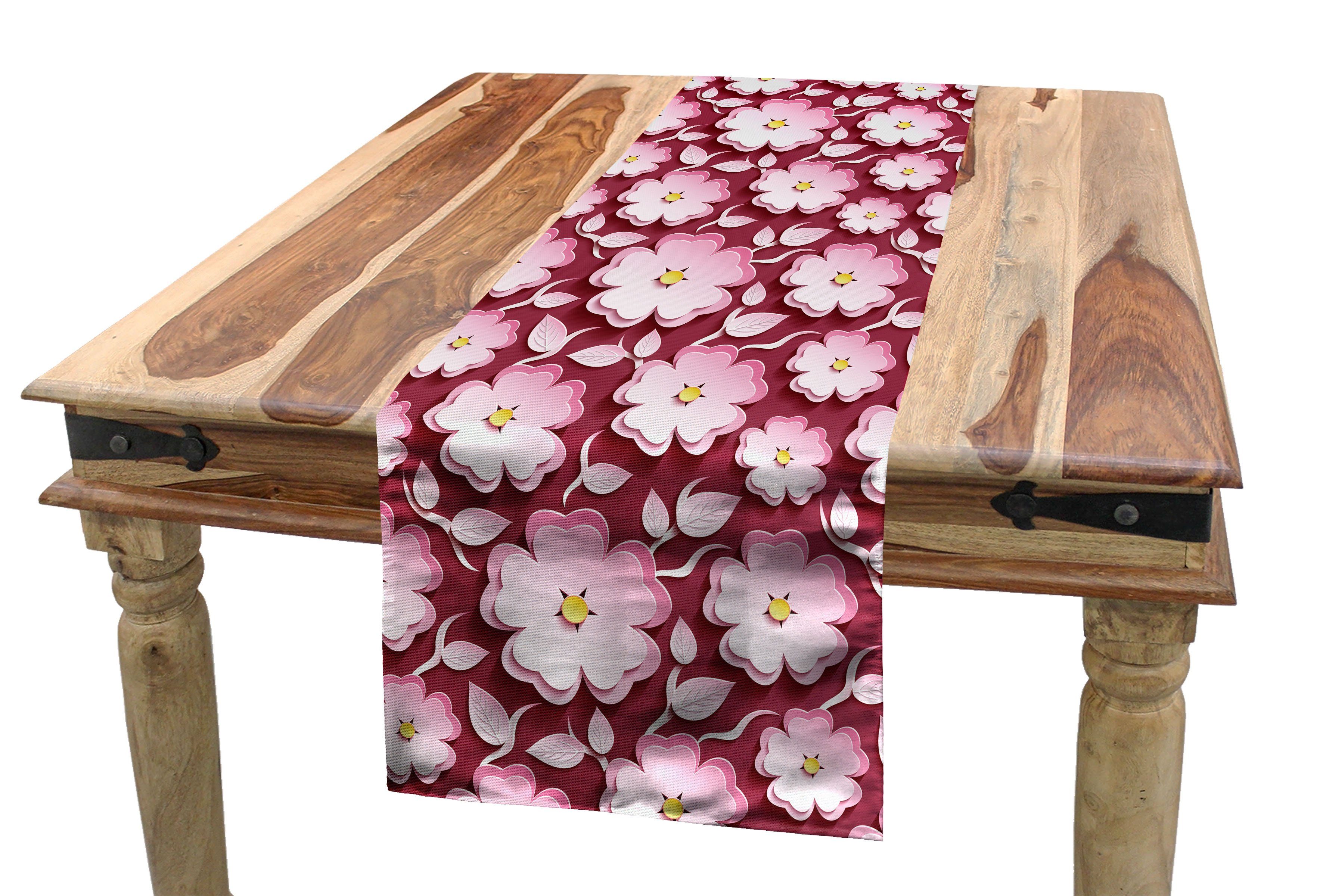 Abakuhaus Tischläufer Esszimmer Küche Rechteckiger Dekorativer Tischläufer, Blumen Petal der japanischen Kirsche