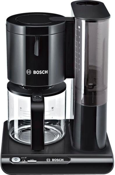 BOSCH Filterkaffeemaschine Styline TKA8013, Aroma Sensor, Aromaschutz-Glaskanne 1,25 L, 1,25l Kaffeekanne, Papierfilter 1x4, für 10-15 Tassen, Abschaltautomatik, Entkalkungssystem, schwarz