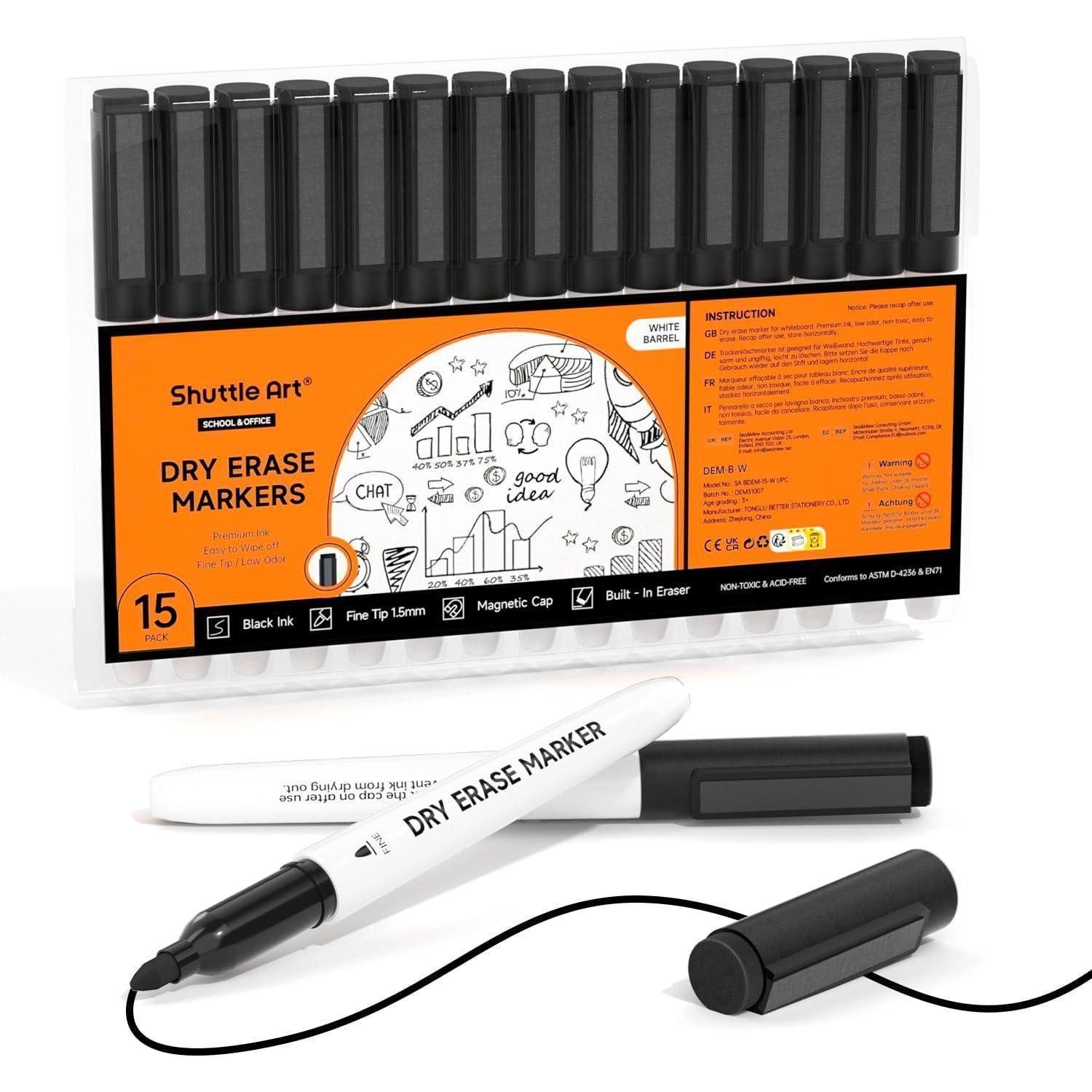 LuxusKollektion Whiteboard Marker Whiteboard Marker 15 magnetisch abwischbar Schwarz Körperfarbe Weiß