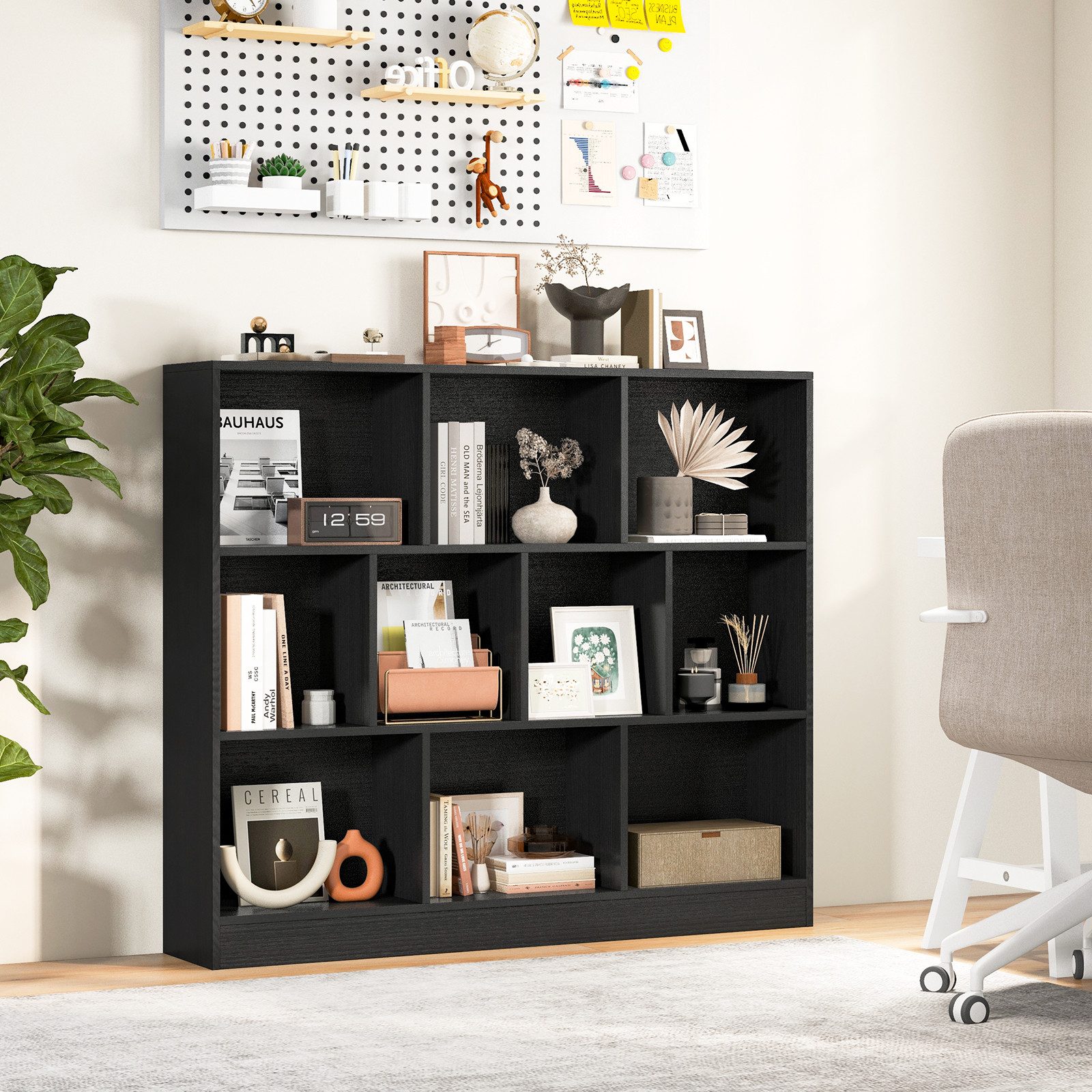 COSTWAY Bücherregal, Ebenen, mit 10 Fächern, bis 70kg, 120x24x104cm
