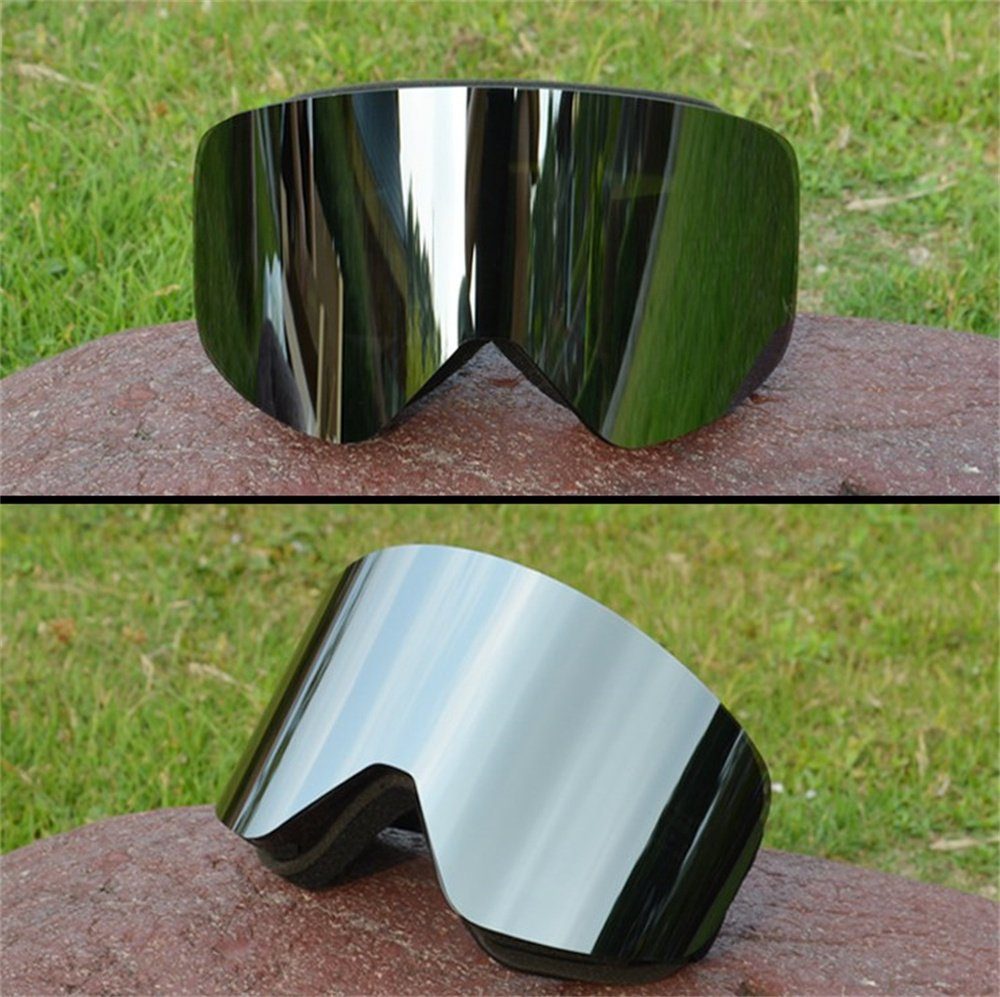 mit Skibrille (1-St), Für UV Kontrastverstärkende silber Skibrille Dekorative praktischer Erwachsene, Anti-Beschlag-Beschichtung Mit Skibrille, UV-Schutz Schutz,