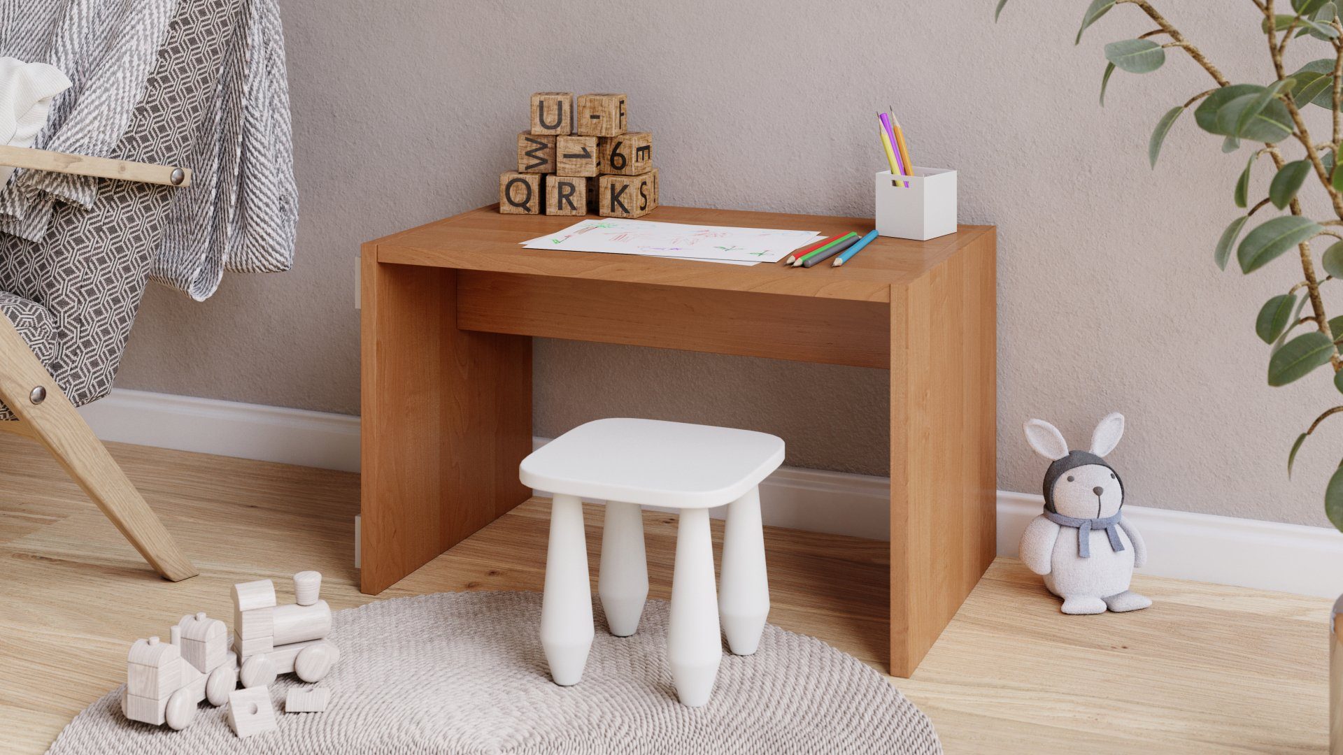 Hugo Design Beistelltisch Tisch designimpex mit Beistelltisch Erle Notebooktisch Rollen Ecktisch