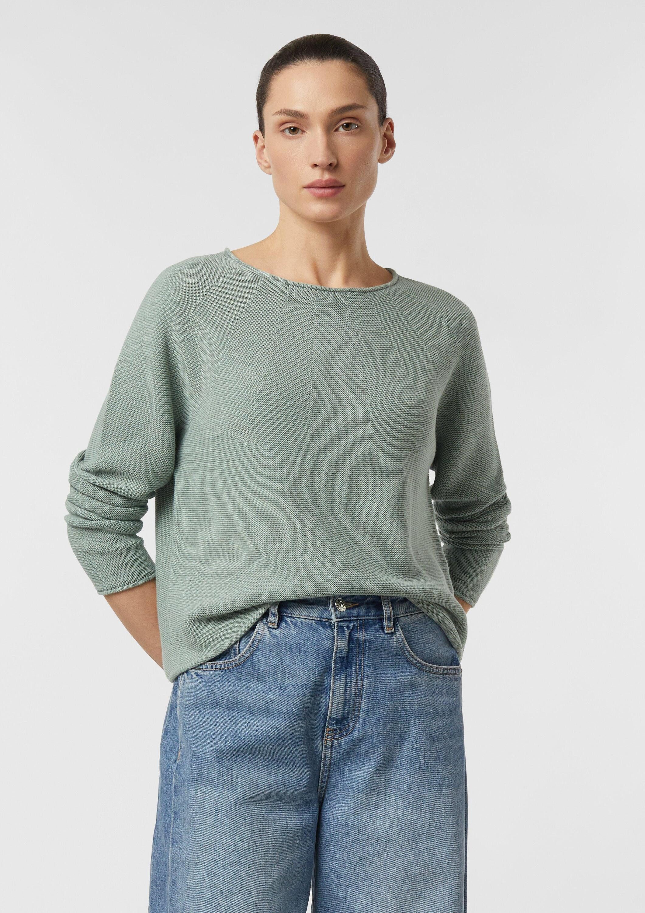 comma Longpullover Strickpullover Strukturierter Strickpullover mit Rollsaum