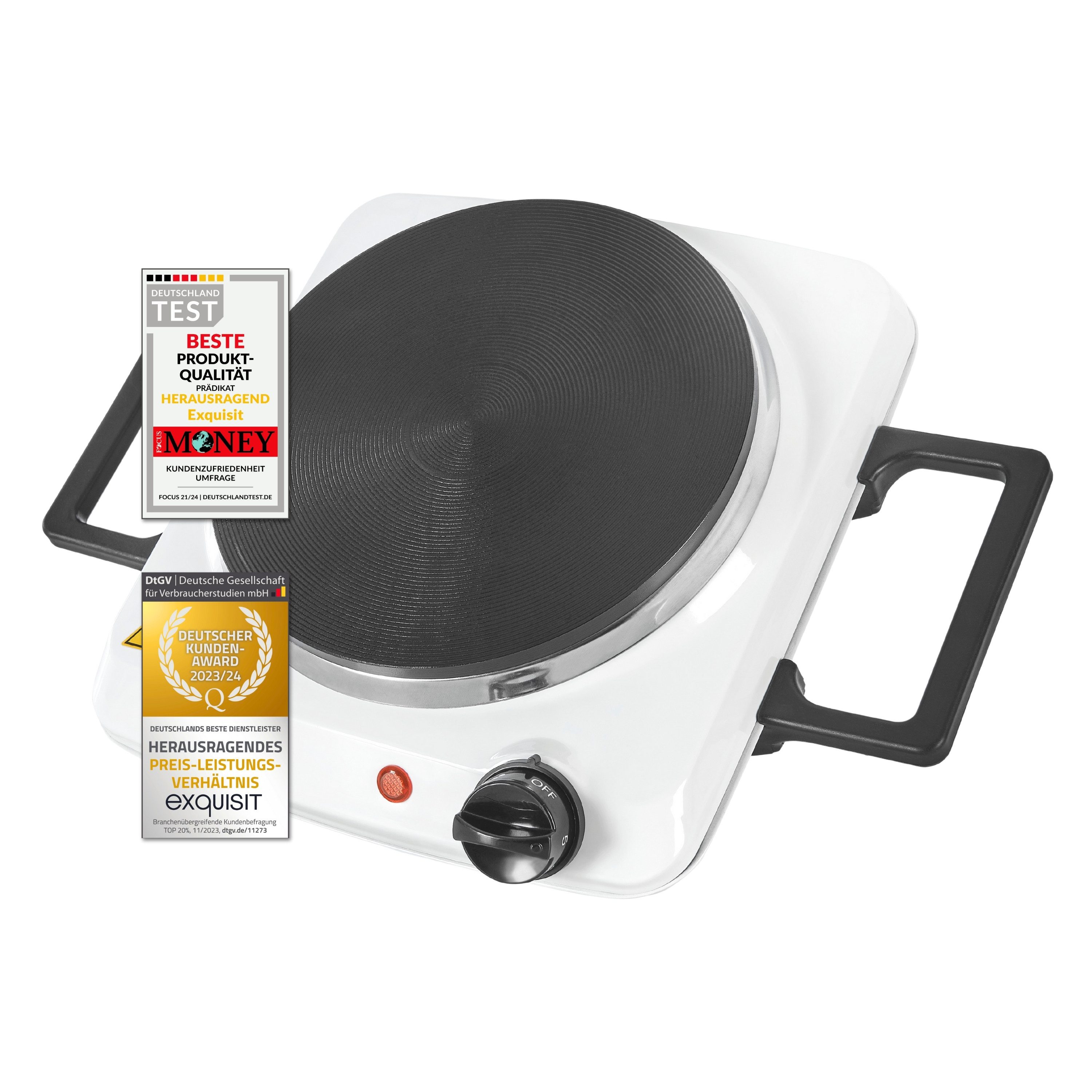 exquisit Einzelkochplatte KP 3102, 1500 W, Massekochfeld, flexibles Kochen überall