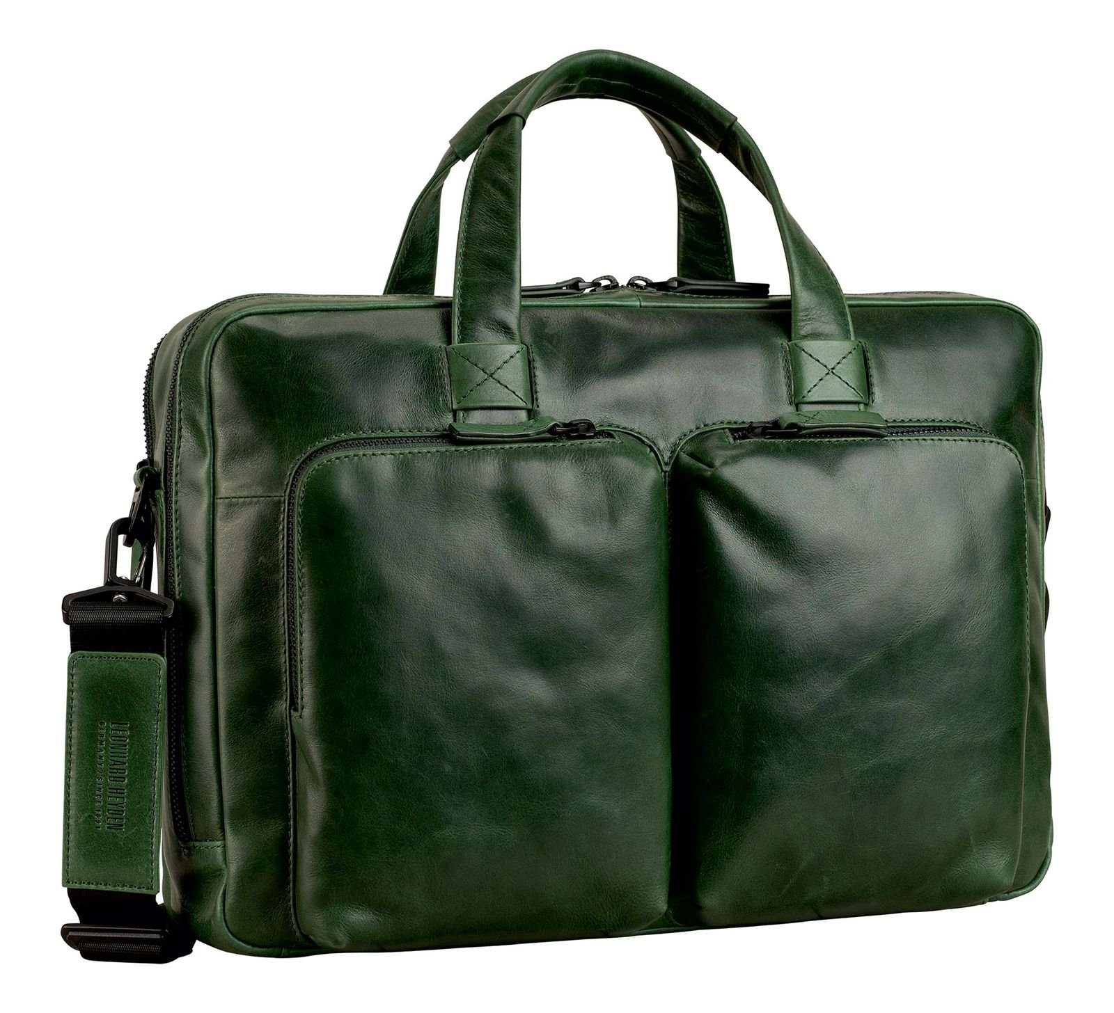 Leonhard Heyden Businesstasche Zip Briefcase 2 Compartment, aus echtem Rindsleder