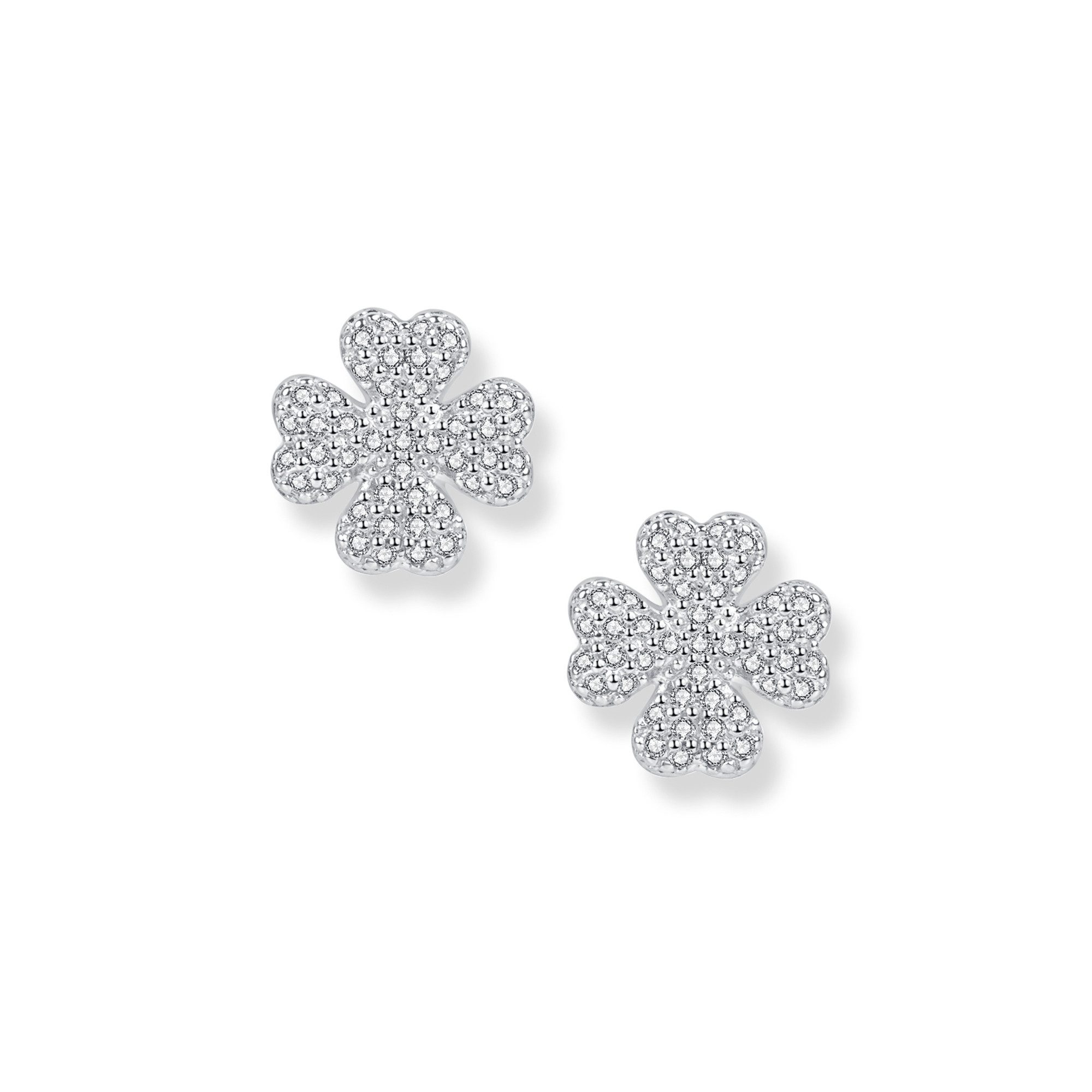 Seinerzeit FLORA & FAUNA Paar Ohrstecker Clover Kleeblatt Ohrringe, Material: 925 Sterling Silber