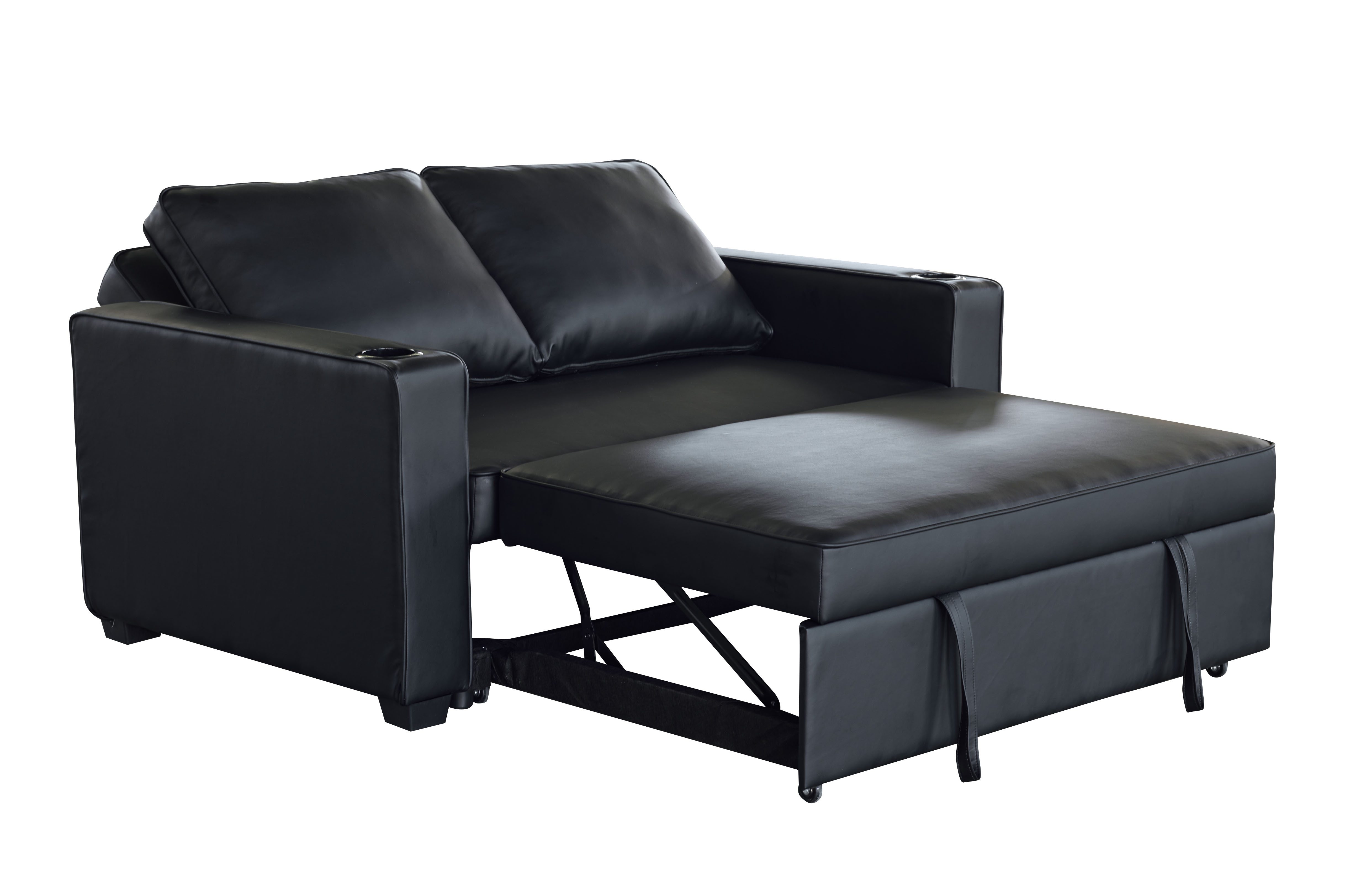 Happy Home Sofa Schlafsofa 2-Sitzer mit Getränkehaltern & Ausziehfunktion