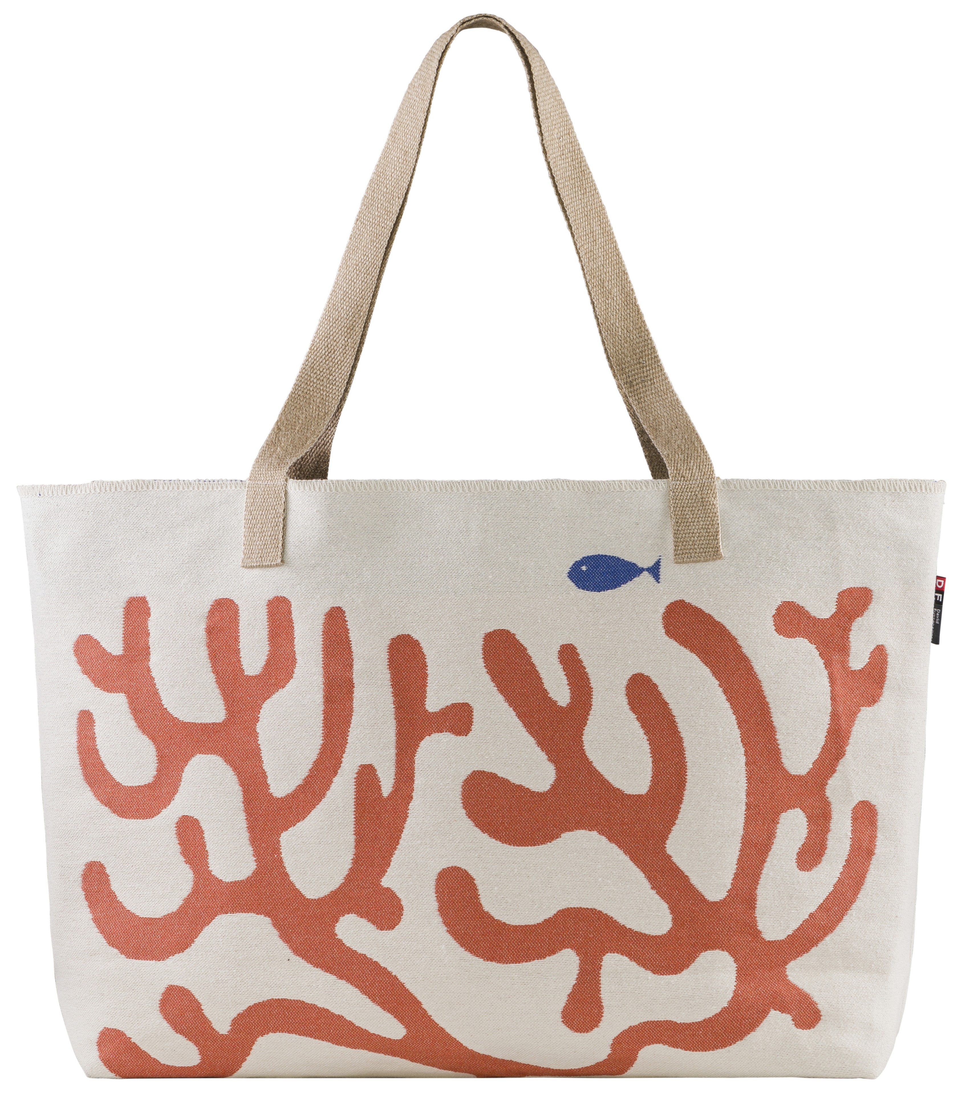 DAVID FUSSENEGGER XL-Strandtasche Goliath 'Koralle' 65 x 40 cm Rohweiß- Creme
