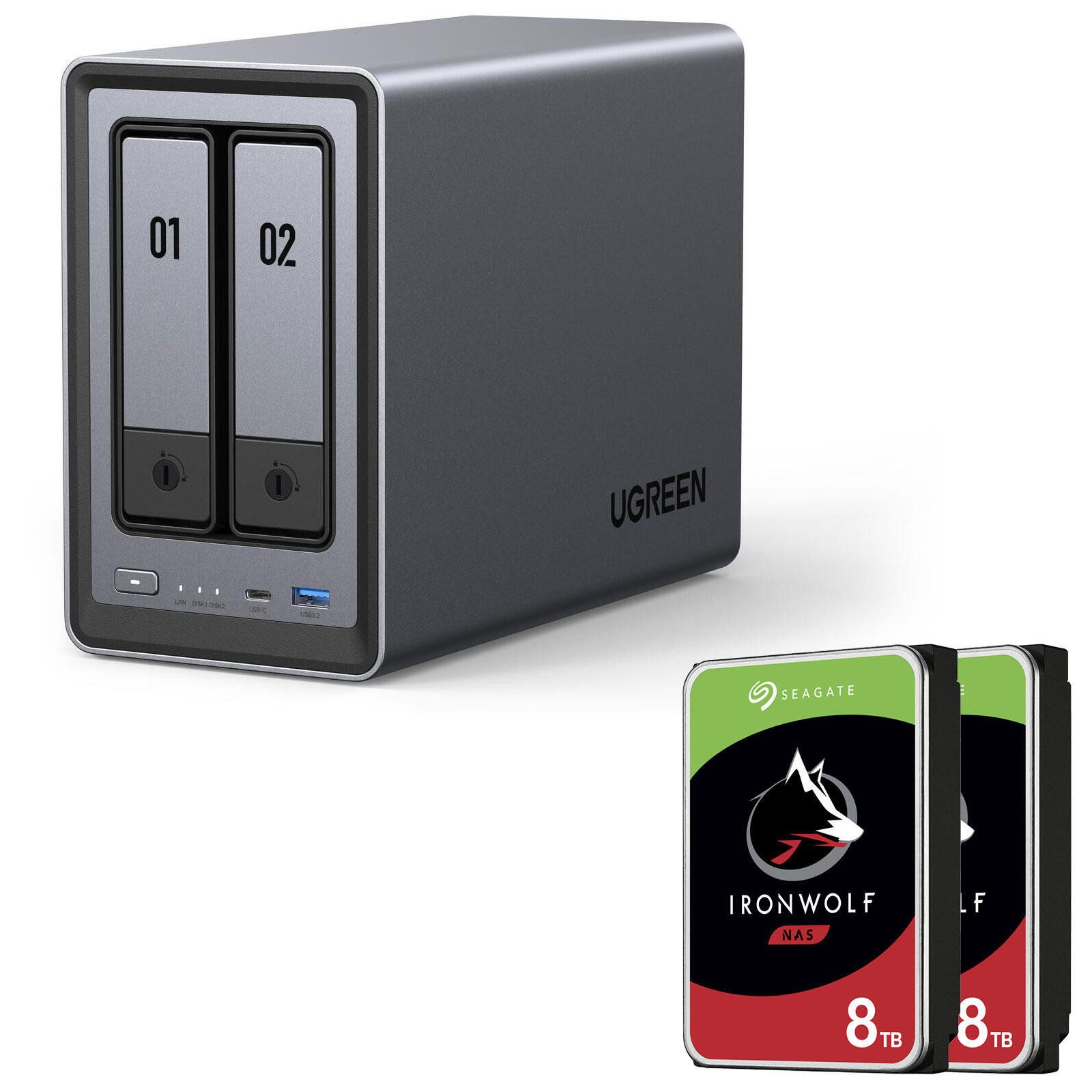 UGREEN UGREEN NASync DXP2800 & 2x SEAGATE ST8000VN004 HDD-NAS-Festplatte