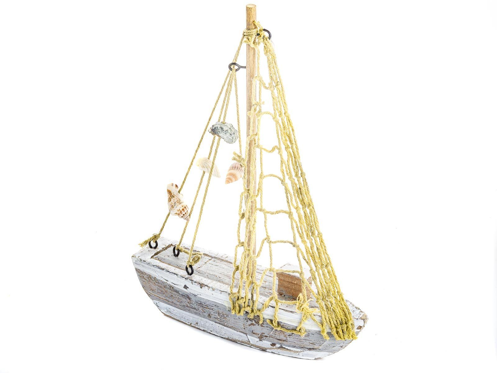 CEPEWA Weihnachtsfigur Holzdeko Segelschiff Maritim weiss/grau (1 St)