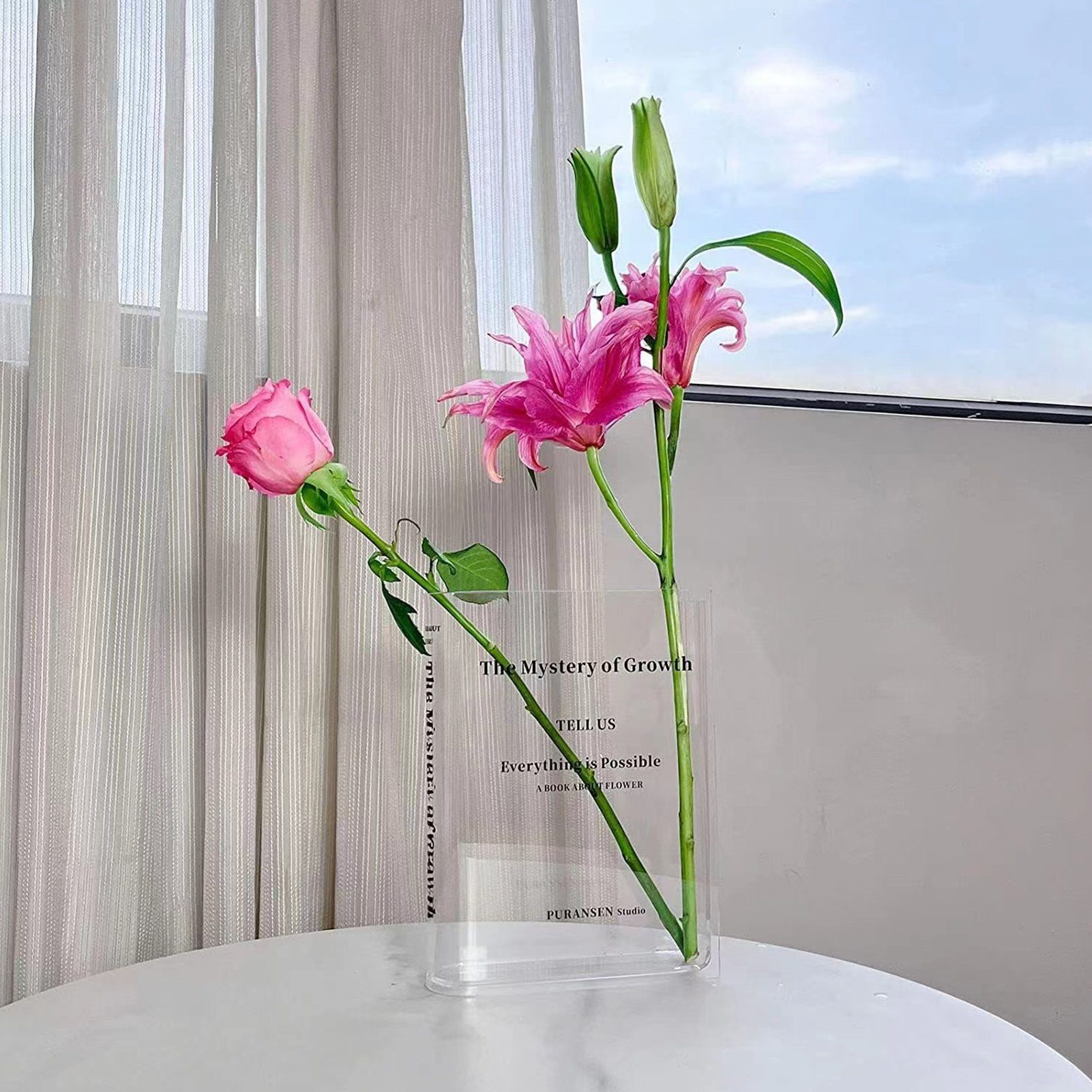 Rutaqian Blumenkasten Transparenter Blumenkasten aus Acryl für Haushaltsgegenstände
