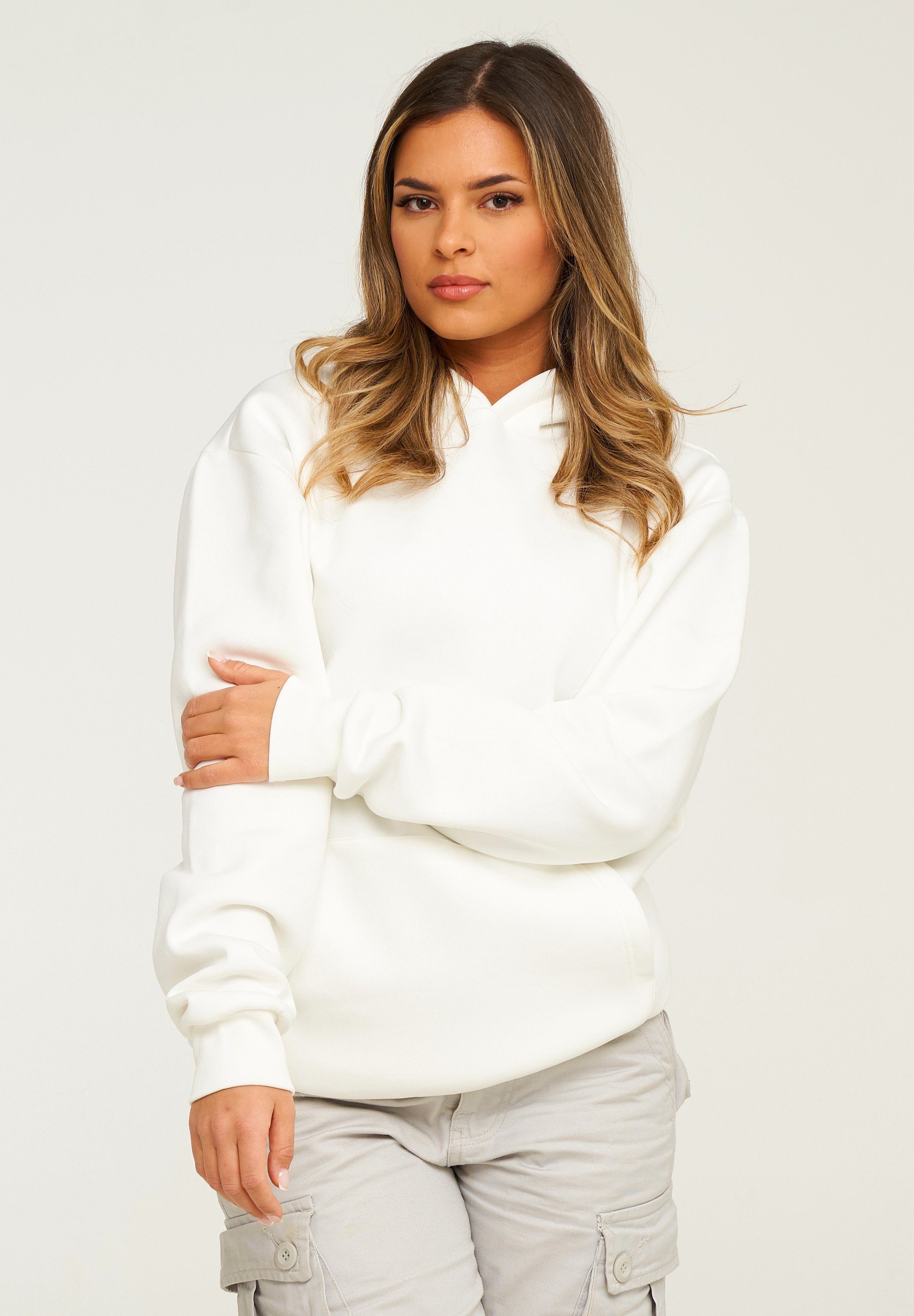 behype Hoodie BHPERTH Damen Basic Oversized Kapuzensweatshirt Raglan Kapuzenpullover Sweater