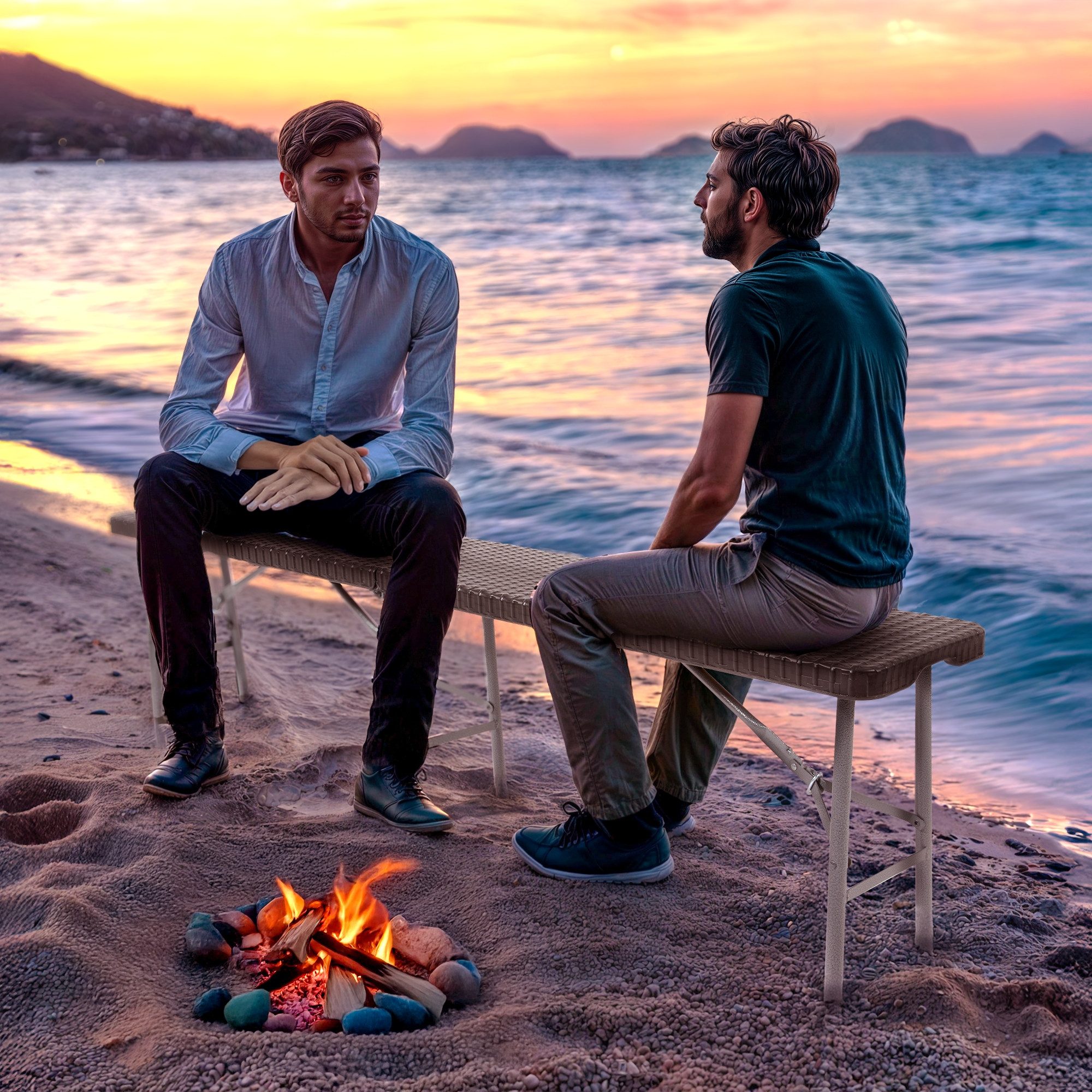 Arebos Bierzeltgarnitur 2x Bierbank Faltbank Klappbar I Tragegriff, 183 x 2 günstig online kaufen