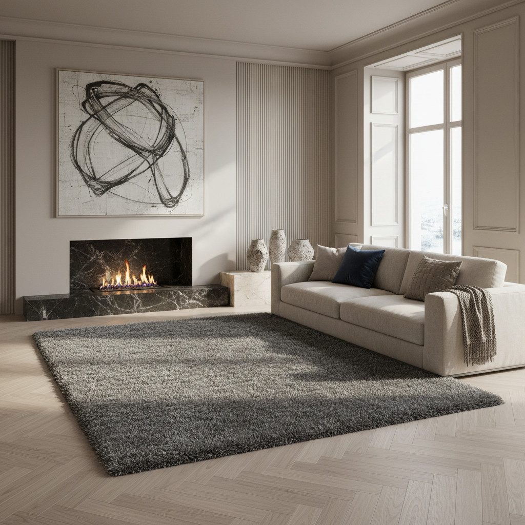 KADIMA DESIGN Teppich SALZACH Shaggy Langflor Wohnzimmer Schlafzimmer Waschbar Esszimmer, Läufer, Höhe: 52 mm, Hellgrau, 60x110 cm, Wohnzimmerteppich Strapazierfähig Waschbar