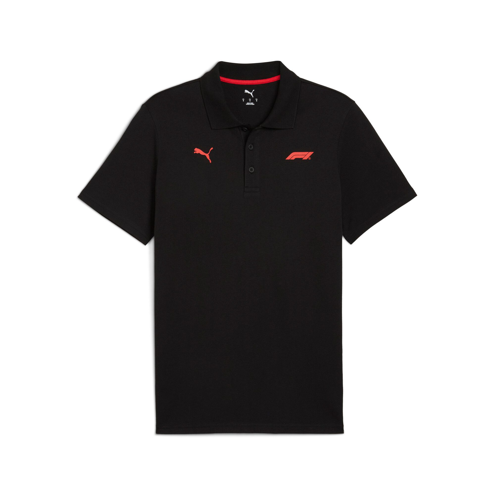 PUMA Poloshirt F1 ESS LOGO POLO 180G reguläre Passform, Kurzarm, gerippter Kragen mit Knopfleiste