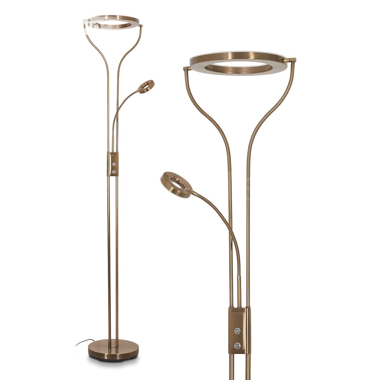 hofstein Stehlampe »Vitorchiano« aus Metall/Glas in Altmessing/Weiß, 3000 K günstig online kaufen