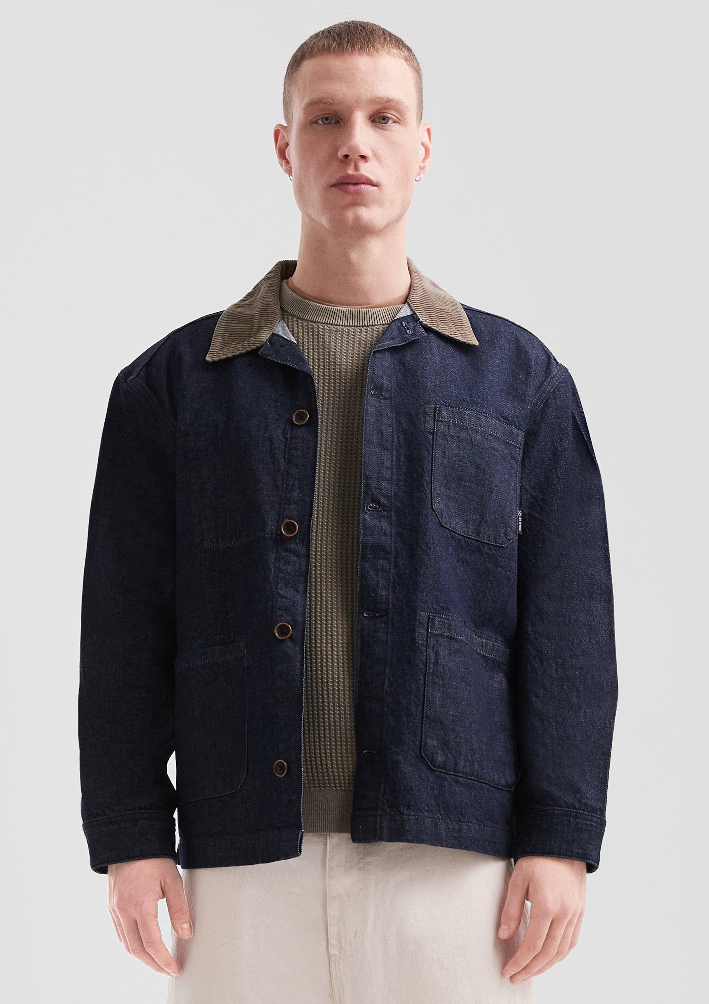 QS Allwetterjacke Denim-Overshirt mit Cordkragen