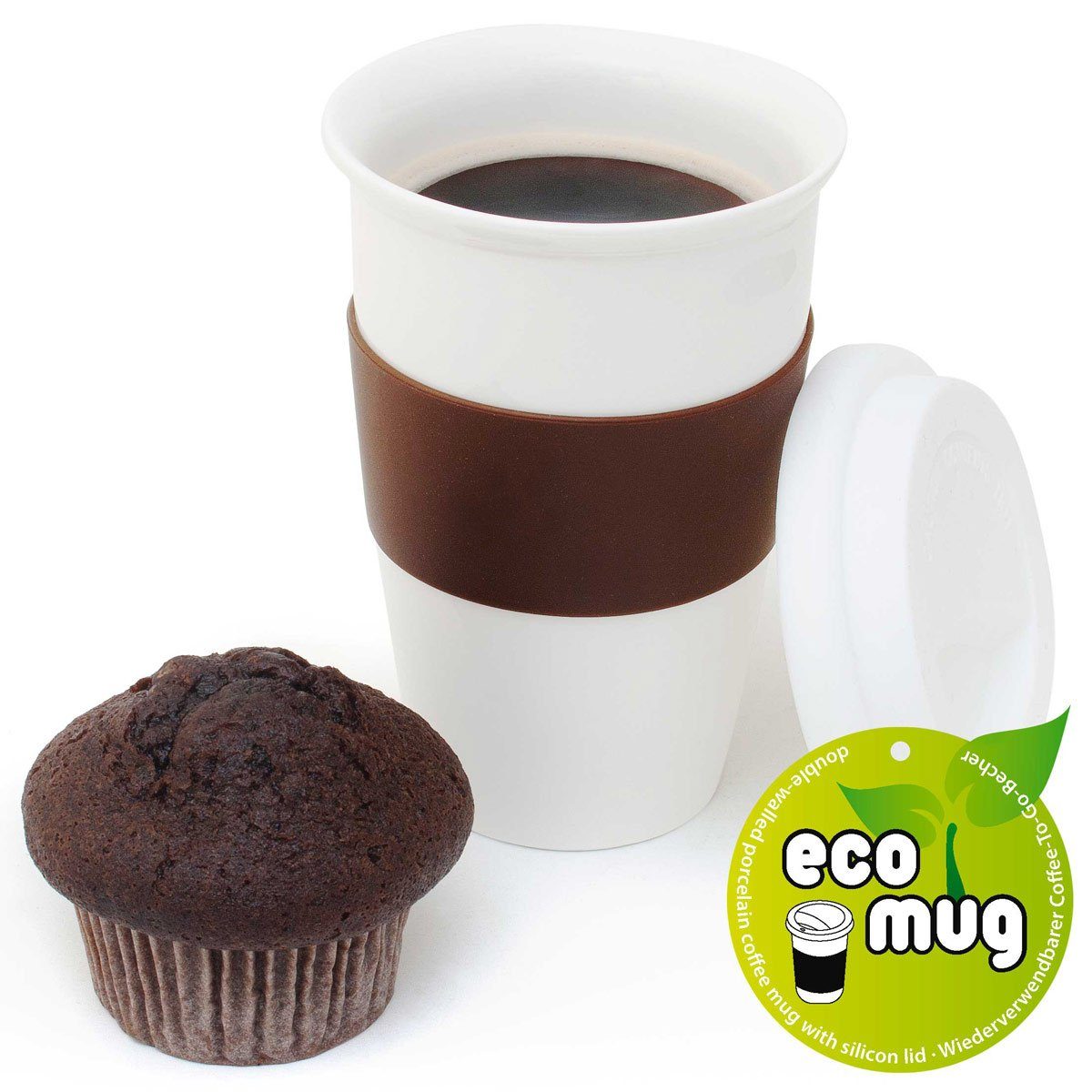 Goods+Gadgets Thermobecher Doppelwandiger Isobecher Kaffee-Becher, Porzellan Eco aus Mug