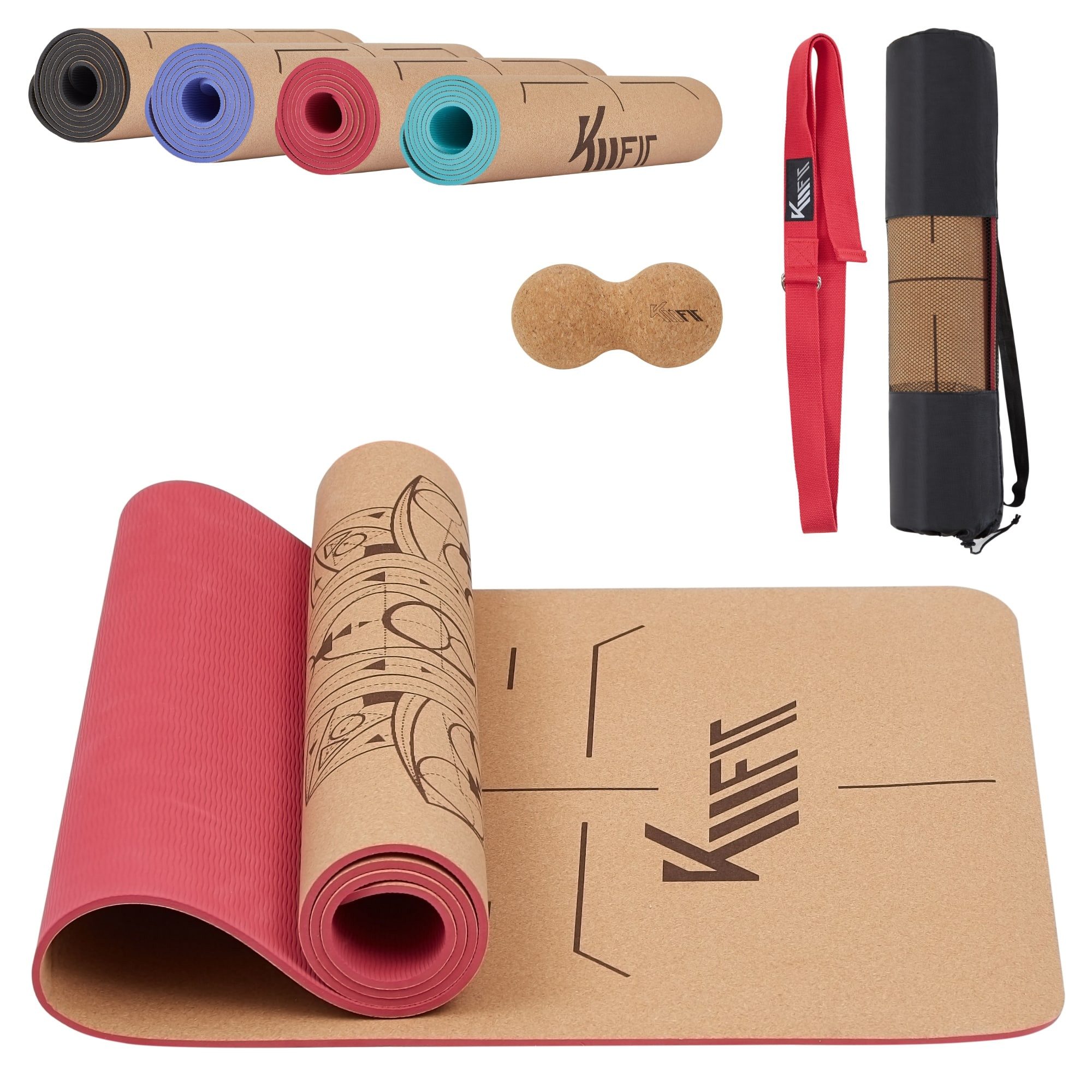 KM - Fit Yogamatte Gymnastikmatte Fitnessmatte Pilates Sportmatte Bodenmatte mit Tasche (Set)