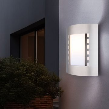 etc-shop Außen-Wandleuchte, Leuchtmittel inklusive, Warmweiß, 2er Set LED 7 Watt Wand Leuchten Außen Beleuchtungen Edelstahl Lampen-