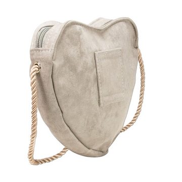 Alpenflüstern Schultertasche Herztasche (taupe-grau), - Damen Trachtentasche in Herzform, Schultertasche fürs Dirndl, Herz Handtasche zur Tracht, Dirndltasche