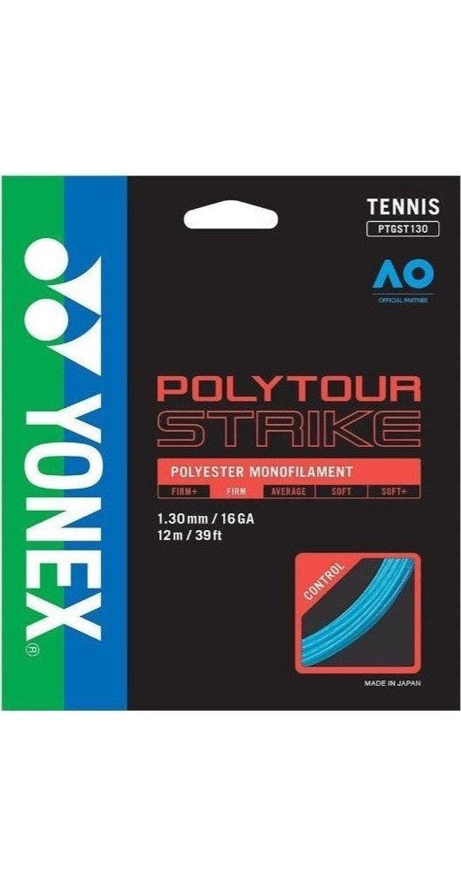 Yonex Tennissaite Poly Tour Strike (Haltbarkeit+Kontrolle) blau 12m Set, Saitendicke: 1.25