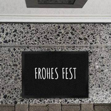 Fußmatte Frohes Fest Fußmatte in schwarz weiß Weihnachten Advent Familie Liebe, speecheese