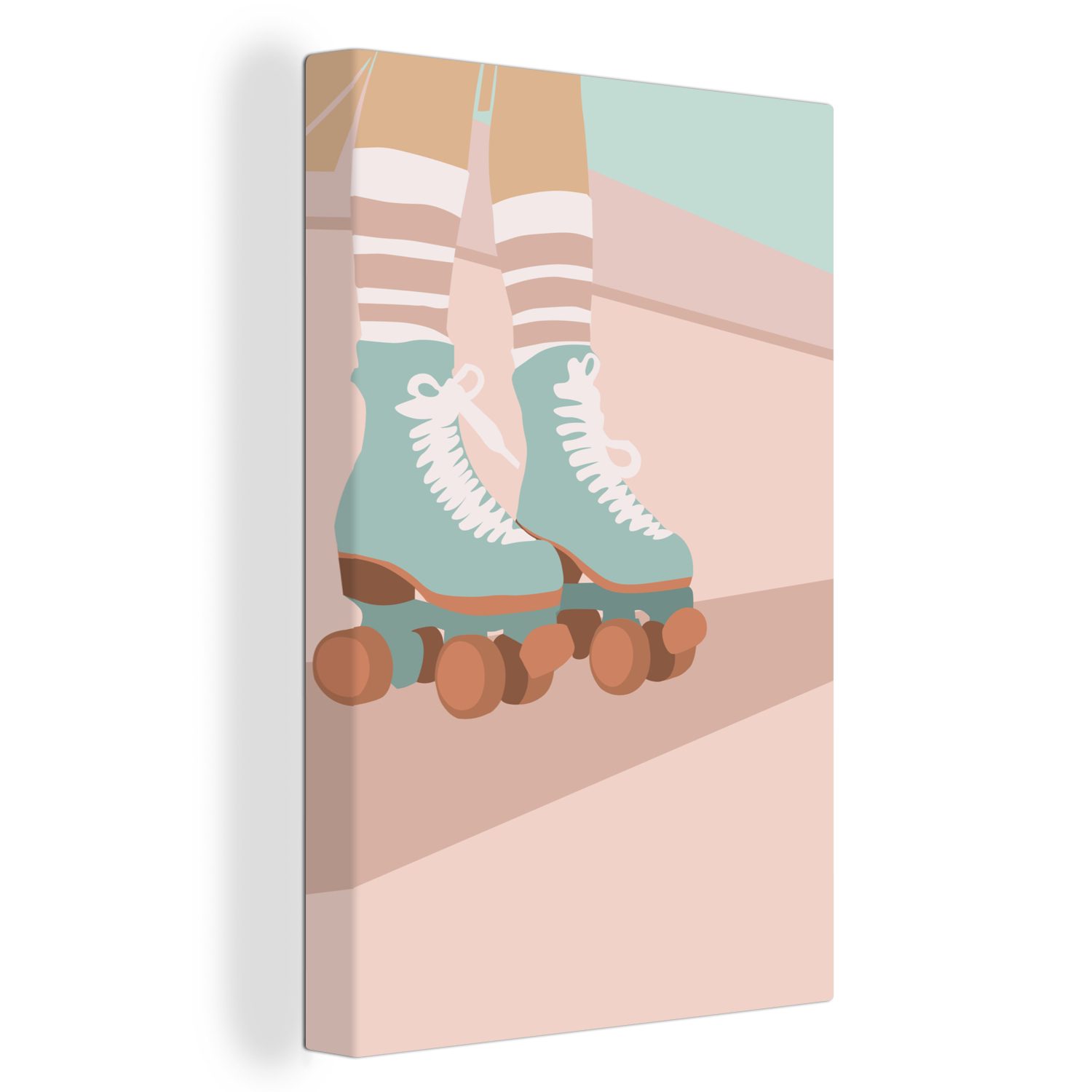 Zackenaufhänger, Rollerblades - Sommer (1 Pastell, Leinwandbild 20x30 Leinwandbild St), Gemälde, OneMillionCanvasses® inkl. bespannt - fertig cm