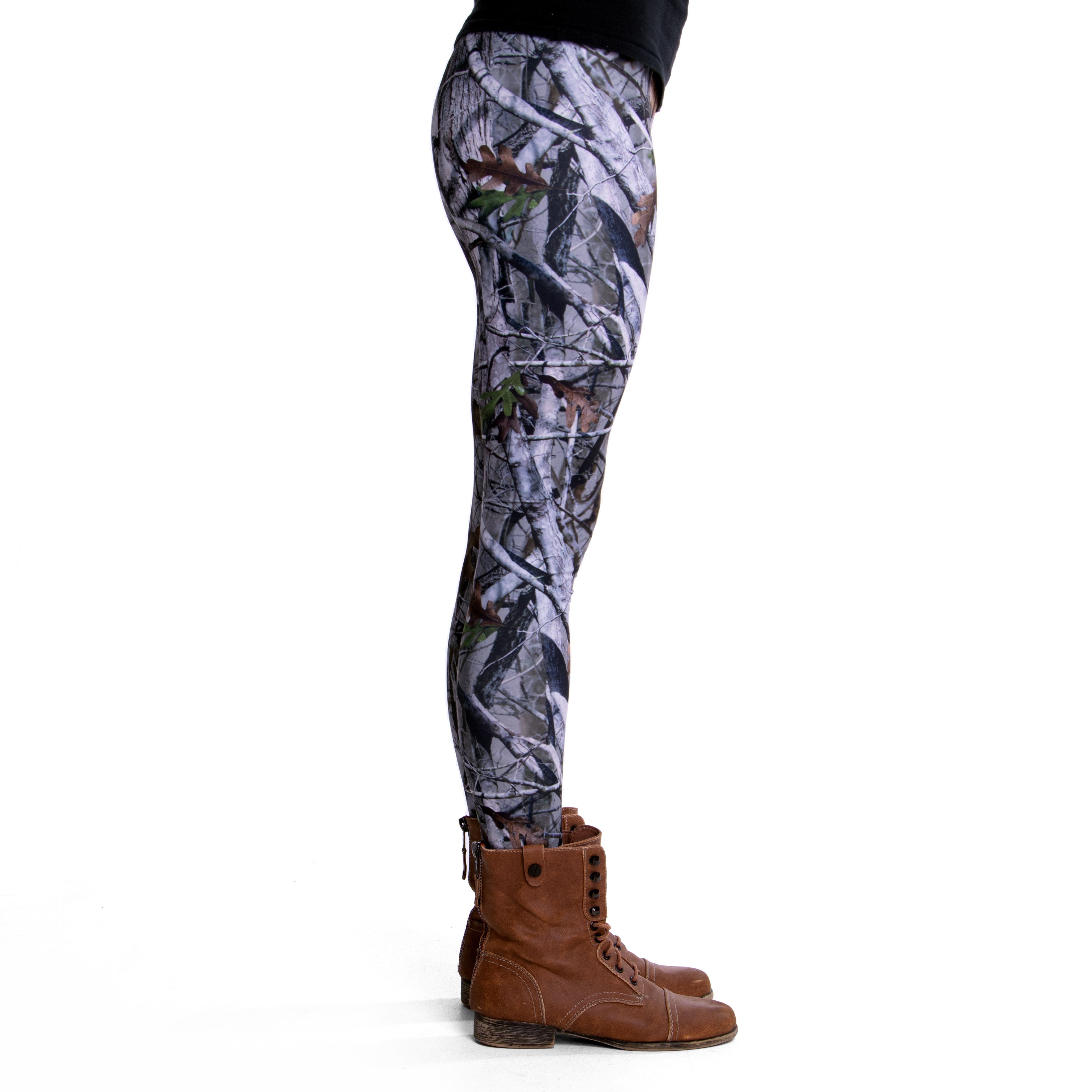 cosey Leggings Bunte Bedruckte Motiv-Leggings Baum/Wald (Einheitsgröße XS-L) Baum Camouflage