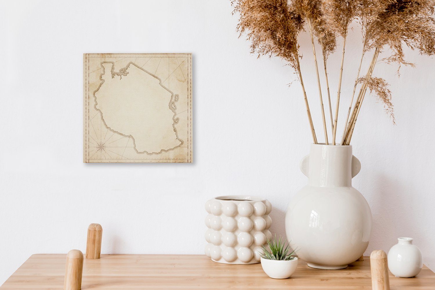 Landkarte (1 Illustration einer Leinwandbild darauf, für OneMillionCanvasses® mit Leinwand St), Schlafzimmer Bilder Wohnzimmer Tansania antiken
