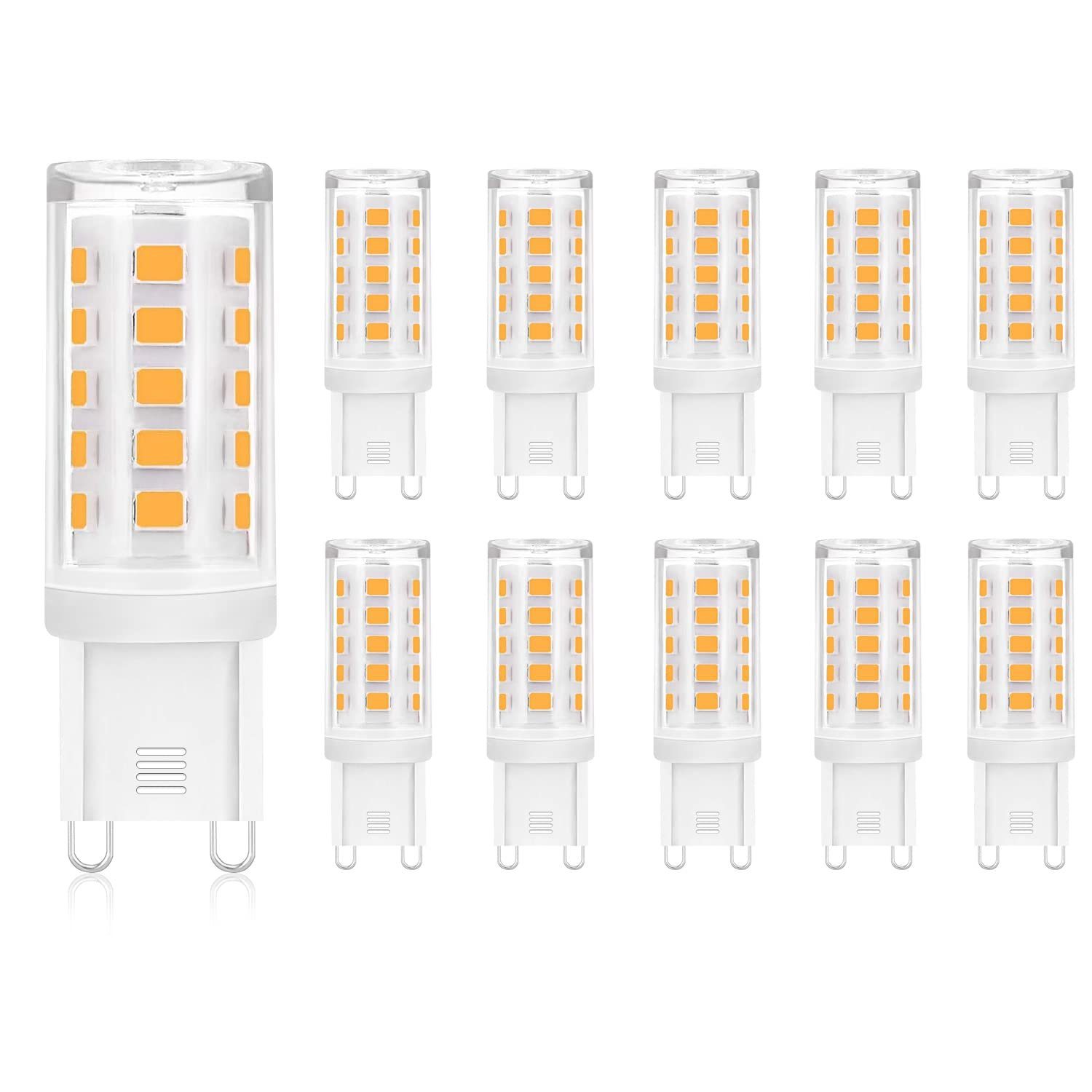 Glühbirne G9, 3W 10 LED-Leuchtmittel Dimmbar, Nicht Kein Flackern Energiesparlampe warmweiß St., ZMH