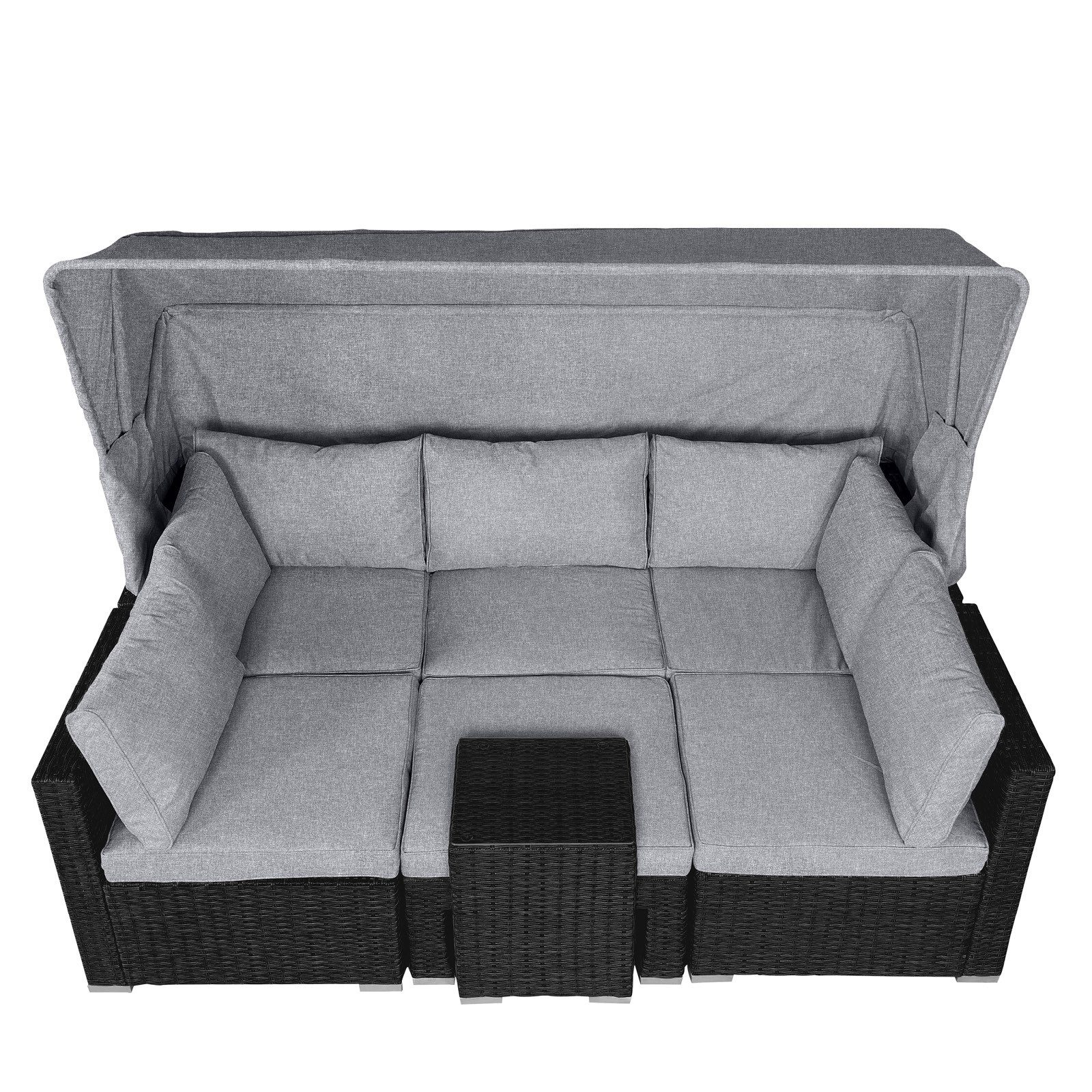 BRAST Sonneninsel Lounge Set 2-6 Personen 30 LEDs + Kissen, 230cm viele Farben, Outdoor Gartenmöbel Loungemöbel Sitzgruppe Garnitur