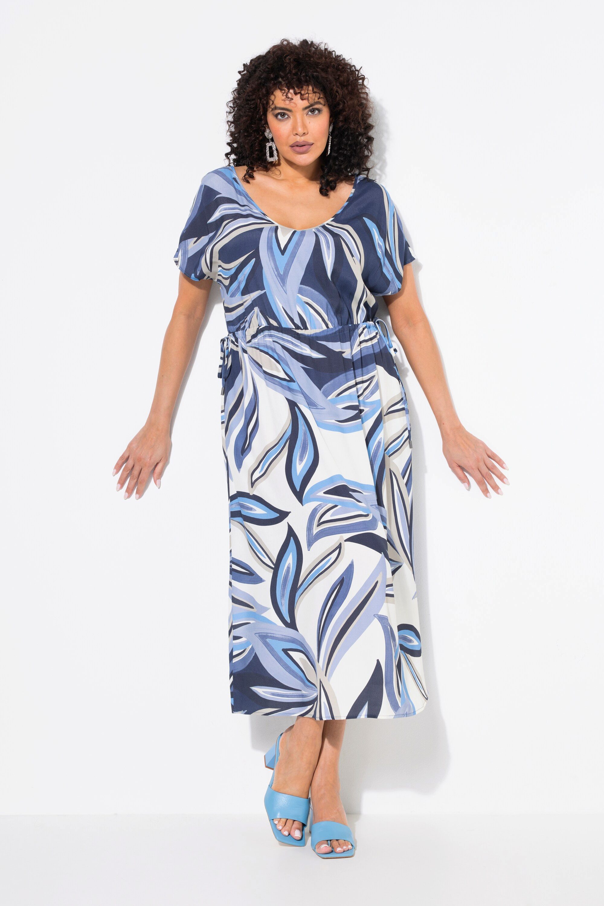 Ulla Popken Maxikleid Maxikleid Blätter Tunnelzug günstig online kaufen