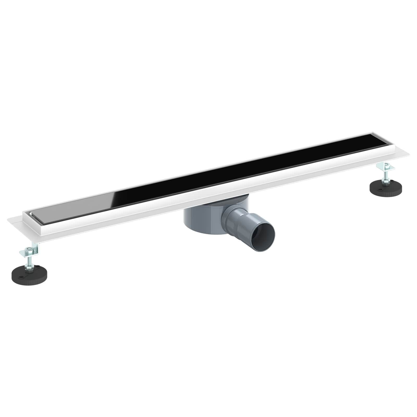 vidaXL Duschablauf 70 cm Duschabfluss mit Glashülle und 360 Siphon Schwarz 70 cm