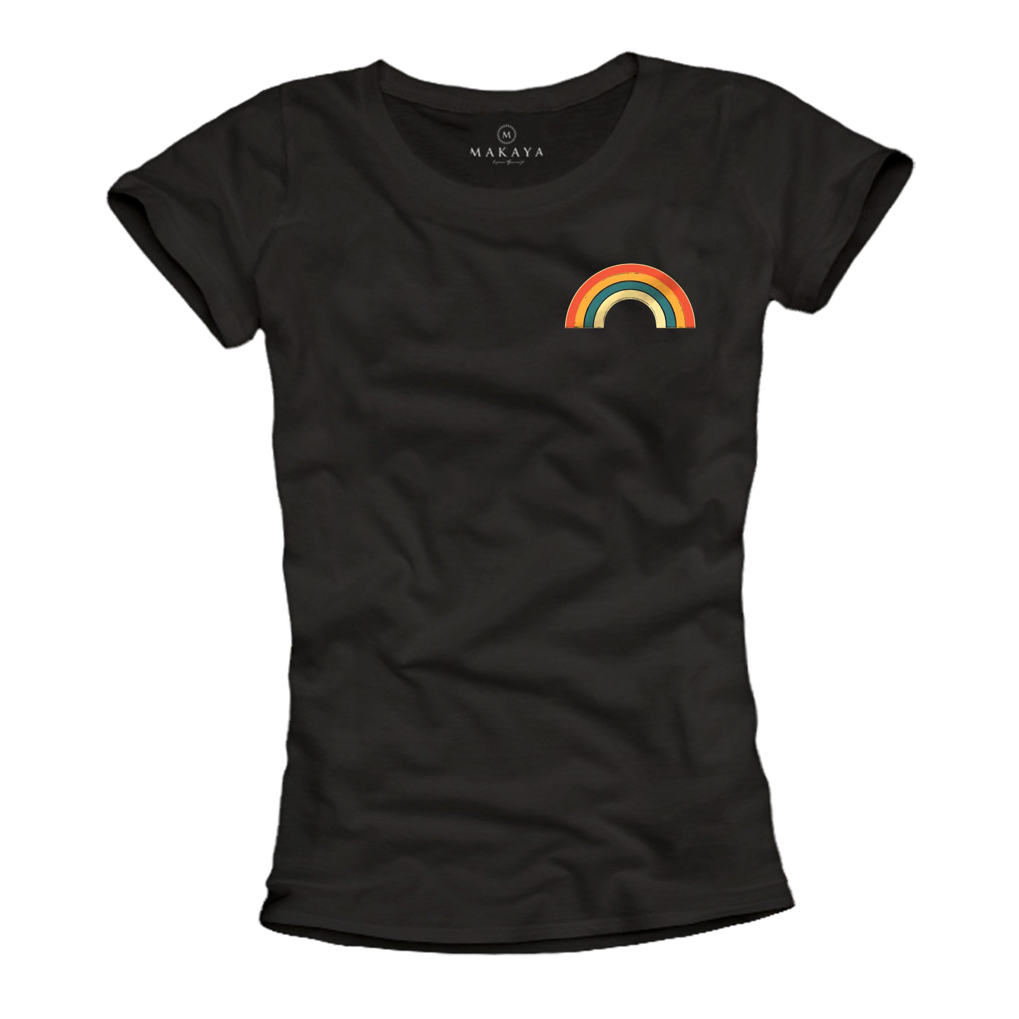 MAKAYA Print-Shirt mit Regenbogen Damen Vintage günstig online kaufen