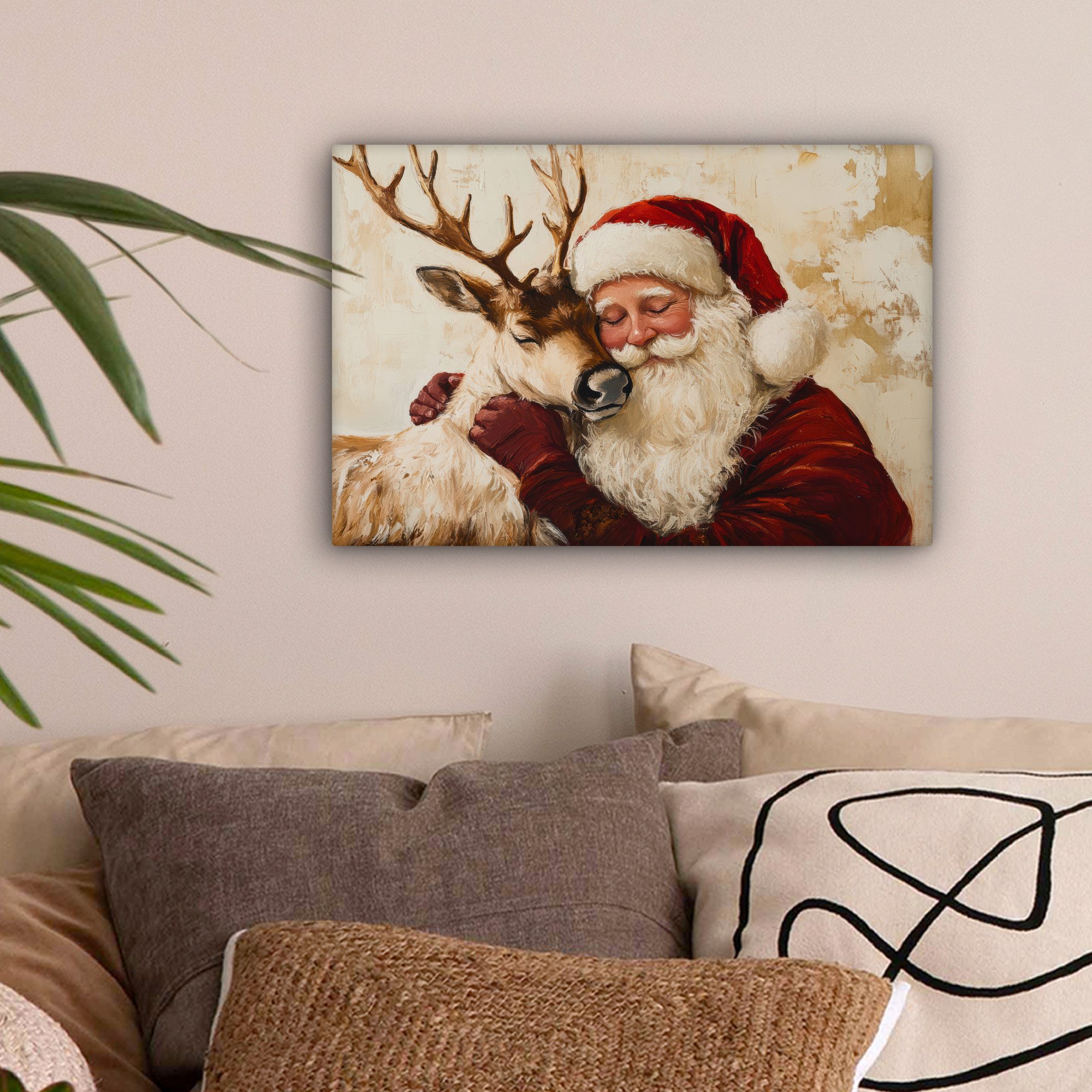 OneMillionCanvasses® Leinwandbild Weihnachtsmann - Rentier - Weihnachten, F günstig online kaufen