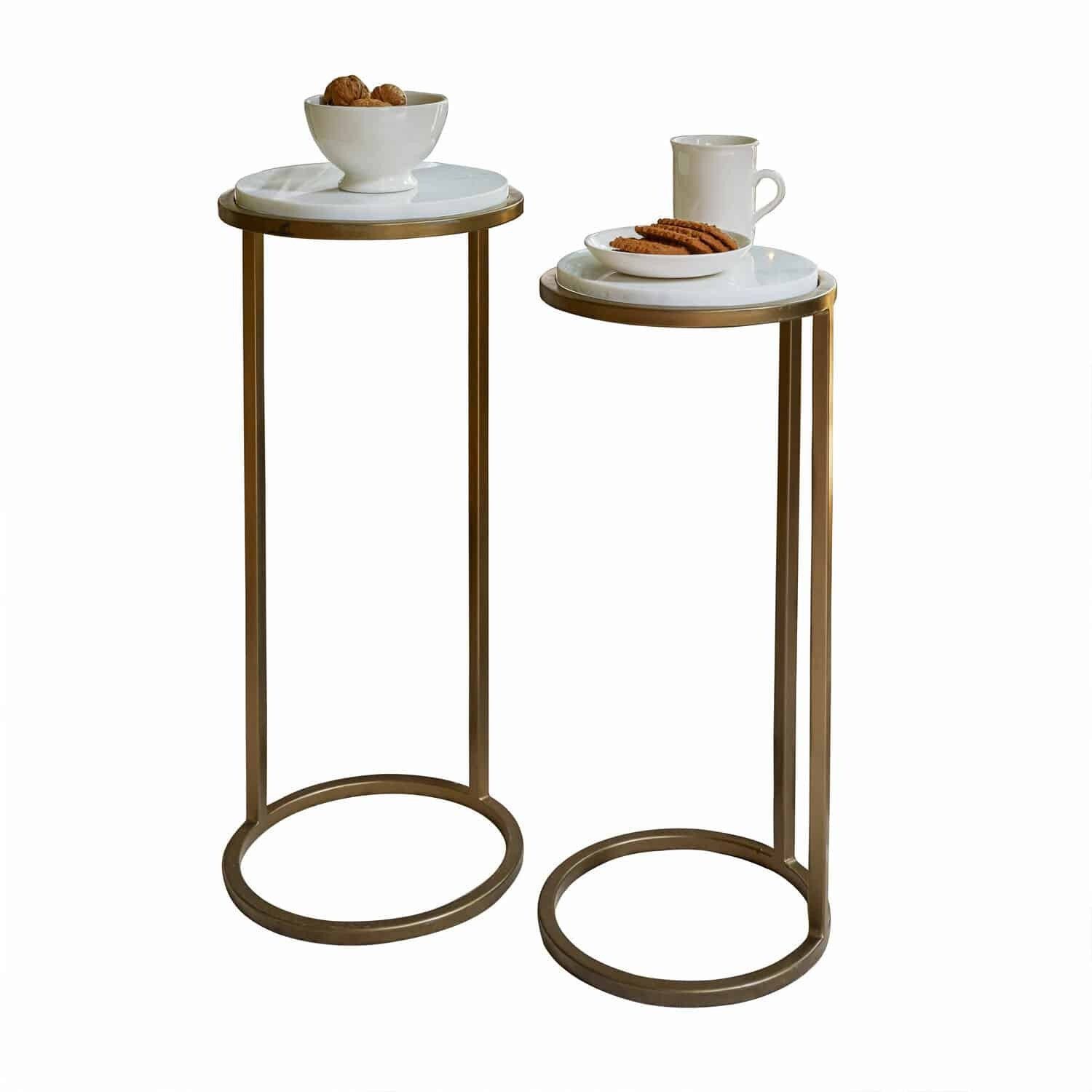 Mirabeau Beistelltisch Beistelltisch 2er Set Soréline antikgold/weiß