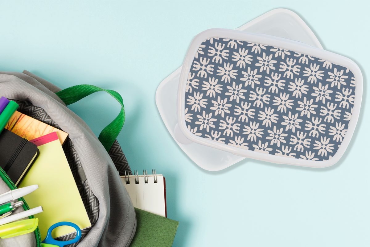 Winter Brotdose, - MuchoWow Mädchen Brotbox Jungs Erwachsene, Kunststoff, Schnee und (2-tlg), weiß Design, und Kinder - für - für Lunchbox Blumen