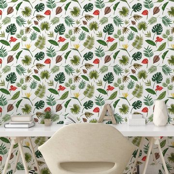 Abakuhaus Vinyltapete selbstklebendes Wohnzimmer Küchenakzent, Garten-Kunst Blätter des Dschungels
