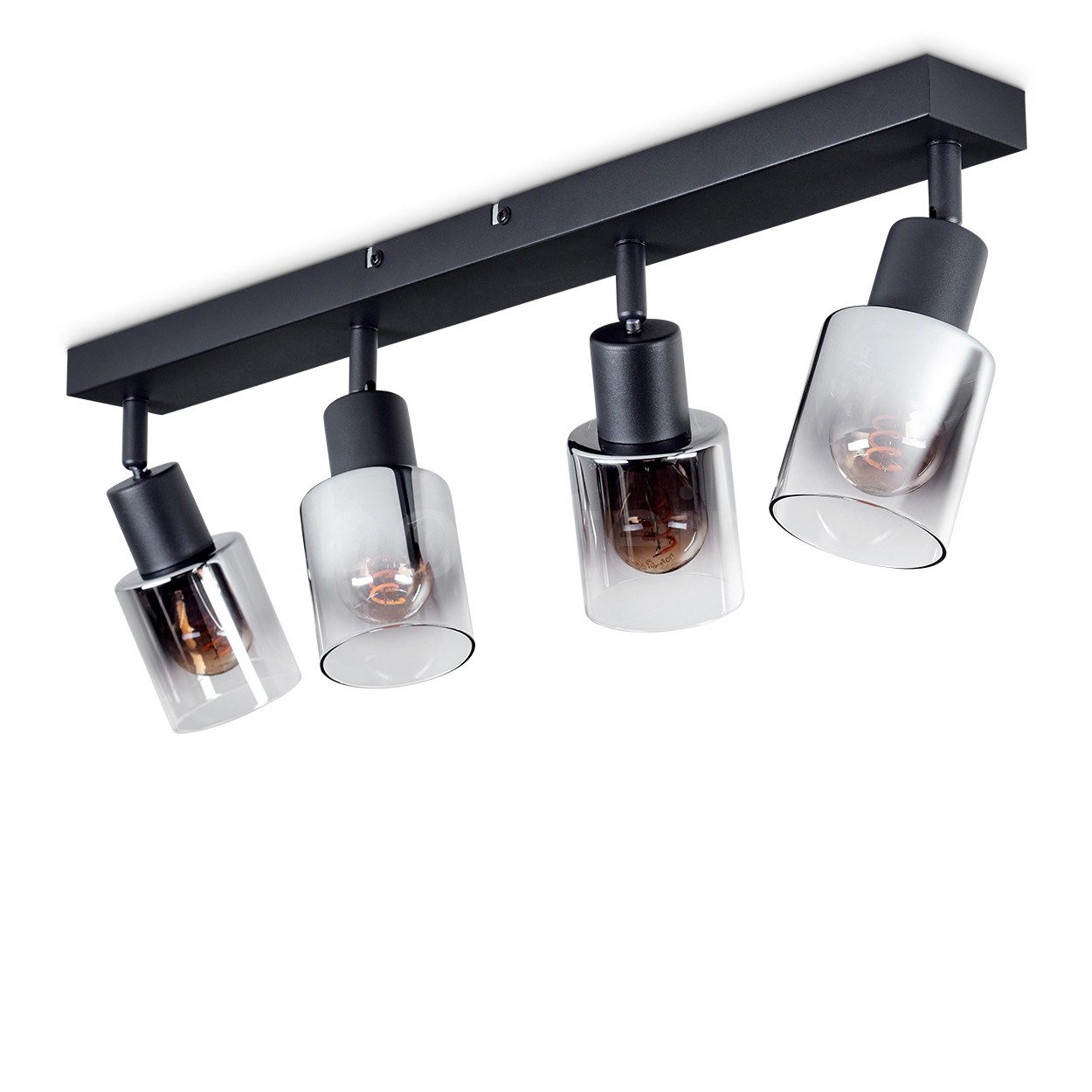 hofstein Deckenleuchte Deckenlampe aus Metall/Glas in Schwarz/Rauchfarben/B günstig online kaufen