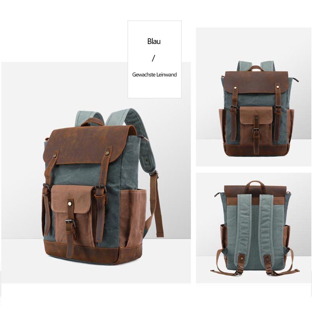 REDOM Laptoprucksack Rucksack Schulrucksack Lederrucksack Reiserucksack günstig online kaufen