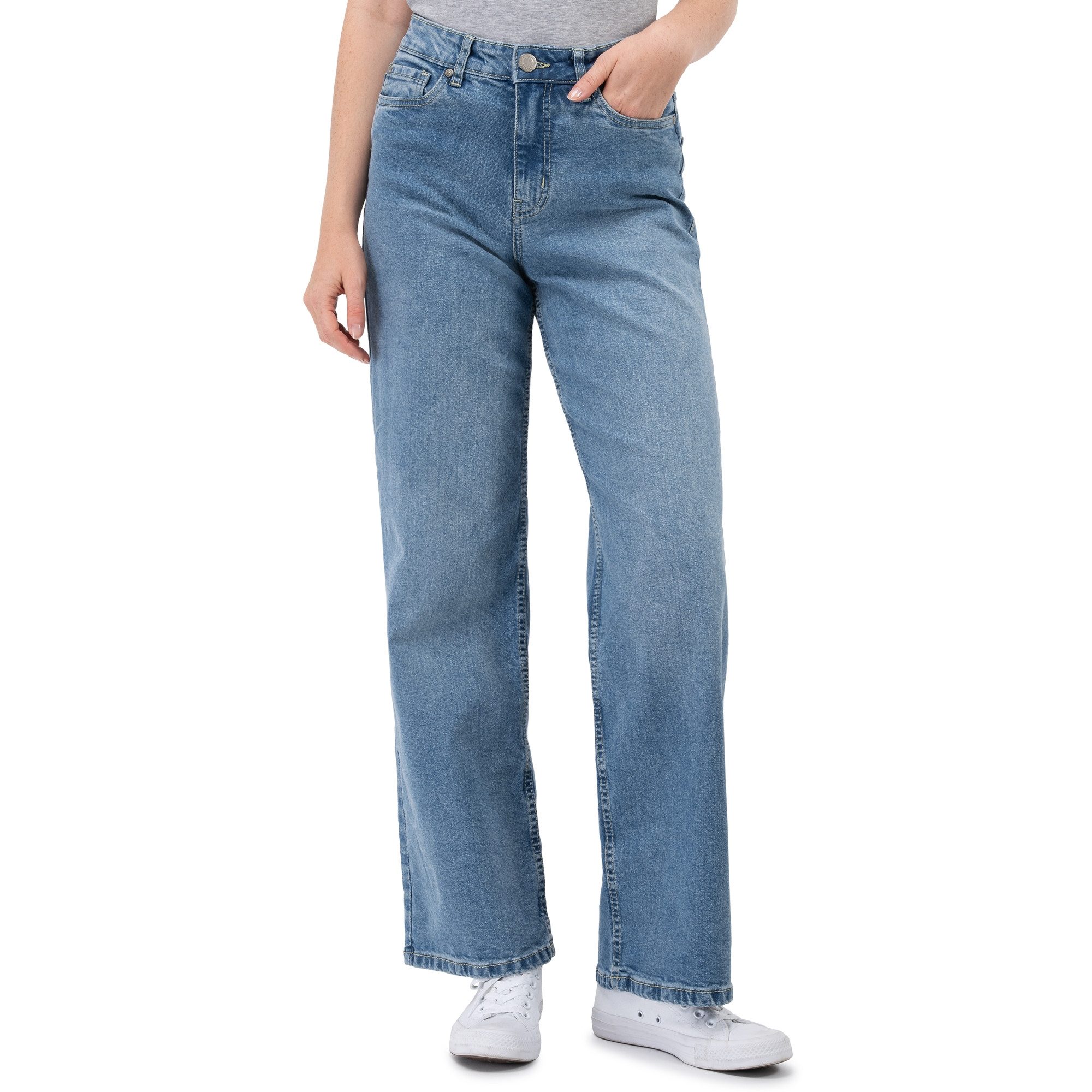 SUBLEVEL Weite Jeans Damen Jeans High Waist weiter Schnitt bequem und dehnbar – Bild 2 von 5