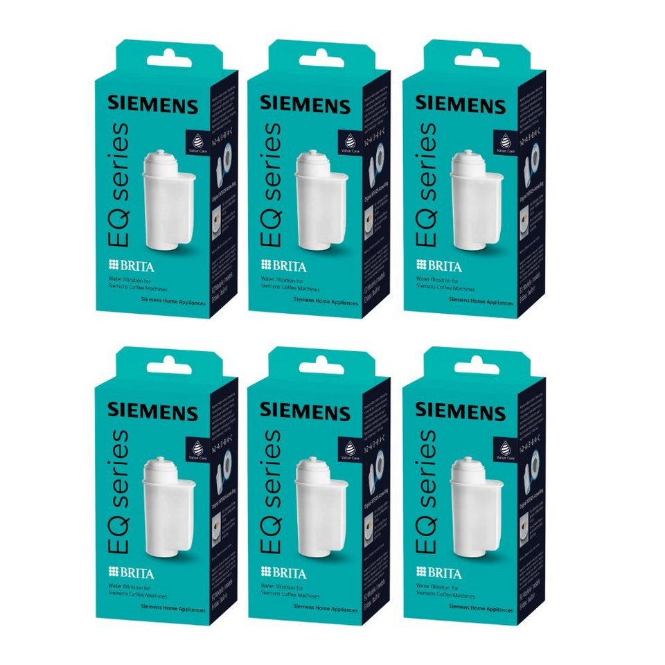 SIEMENS Reinigungskartusche TZ70033, Zubehör für alle Siemens  Kaffeevollautomaten der EQ Reihe: EQ.300, EQ.500, EQ.6, EQ.700, EQ.9 Plus  und Einbauvollautomaten, BRITA Intenza Wasserfilter (6er Pack)
